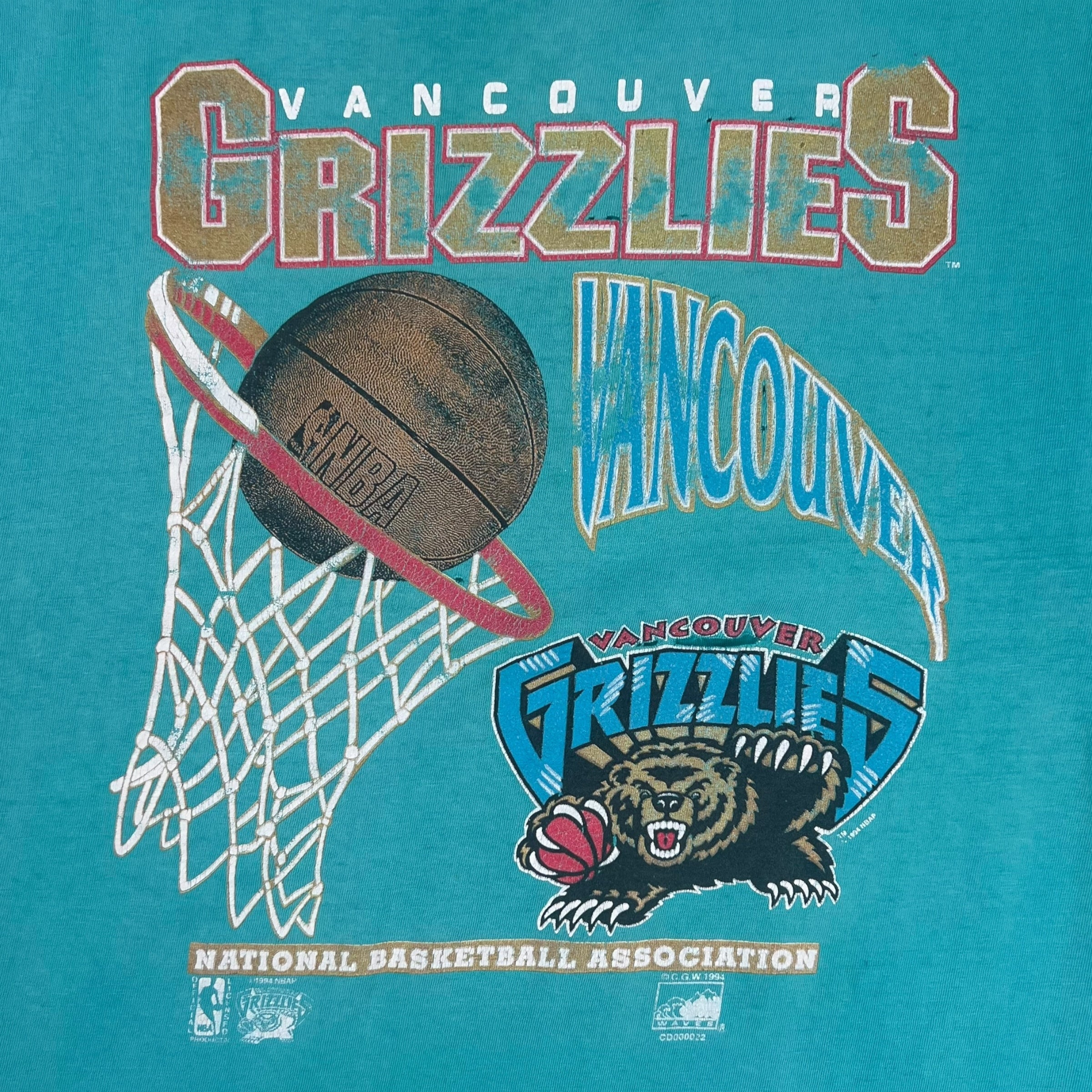 1994 NBA Vancouver Grizzlies T-Shirt Teal