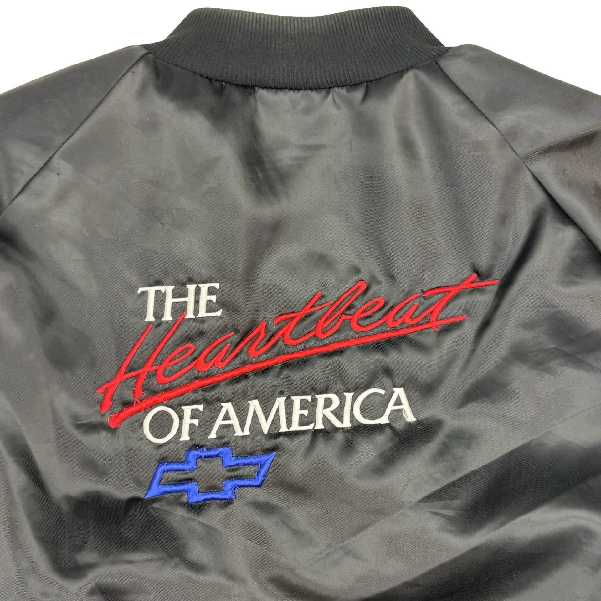 Vintage Chevrolet ‘The Heartbeat Of America’ Satin Bomber Jacket Black