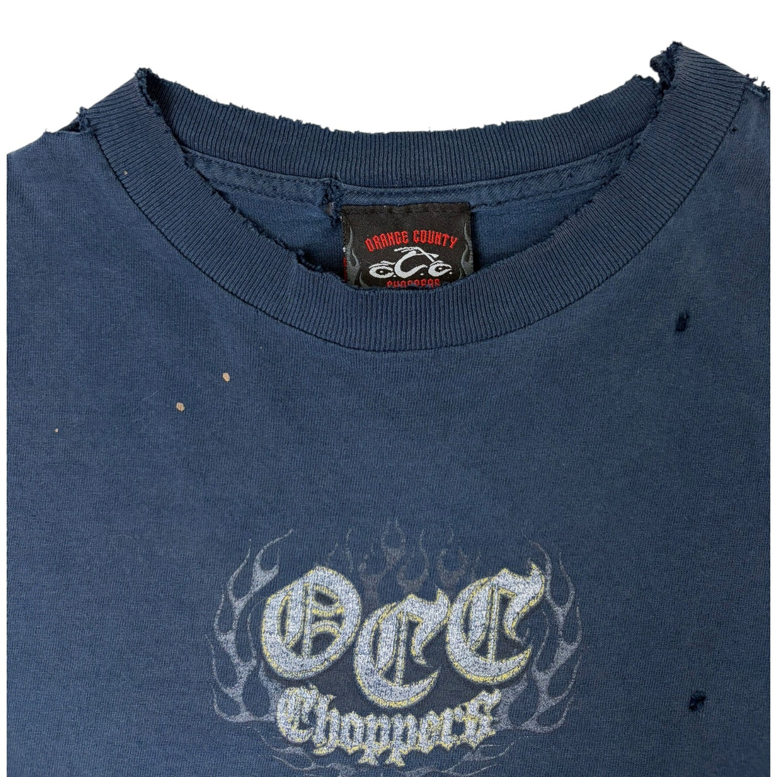 Vintage Orange Country Chopper Motorcycle T-Shirt Navy