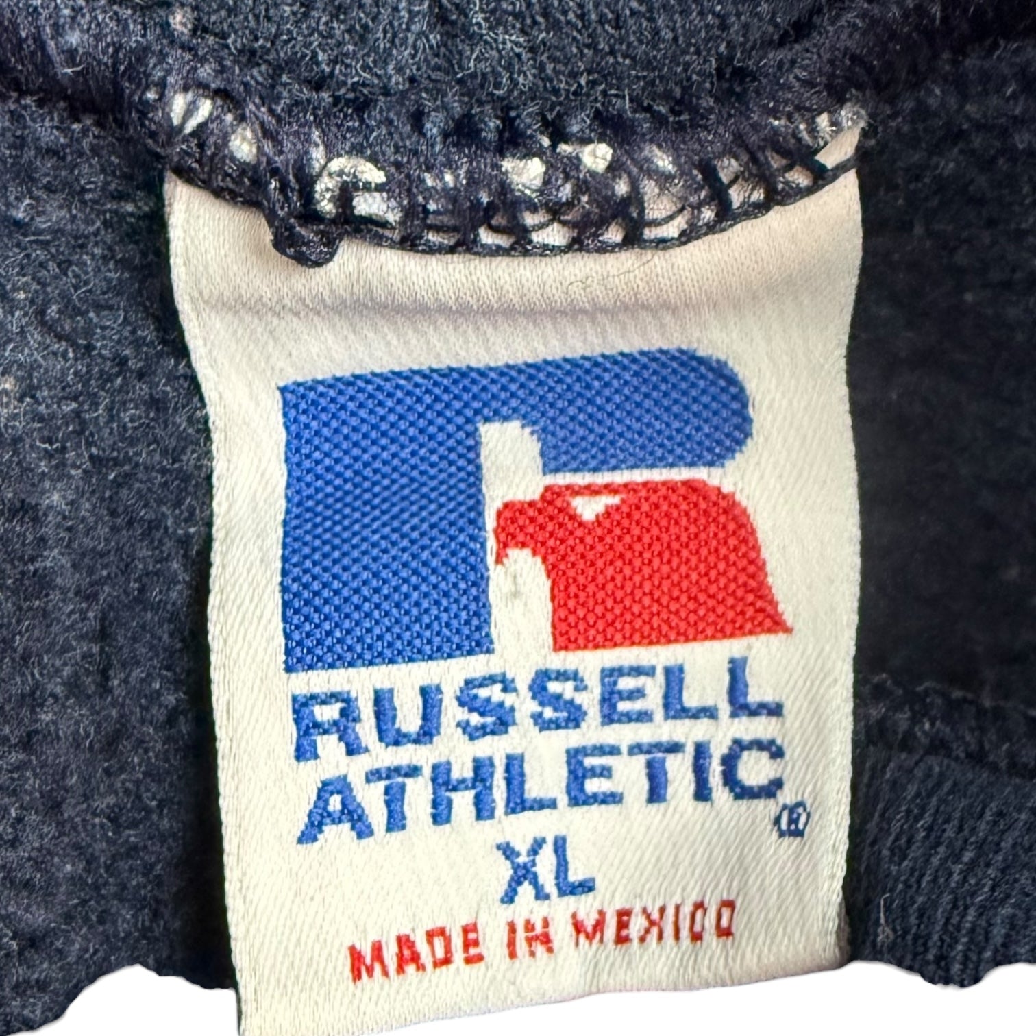 Vintage Russell Athletic Blank Hoodie Navy Blue
