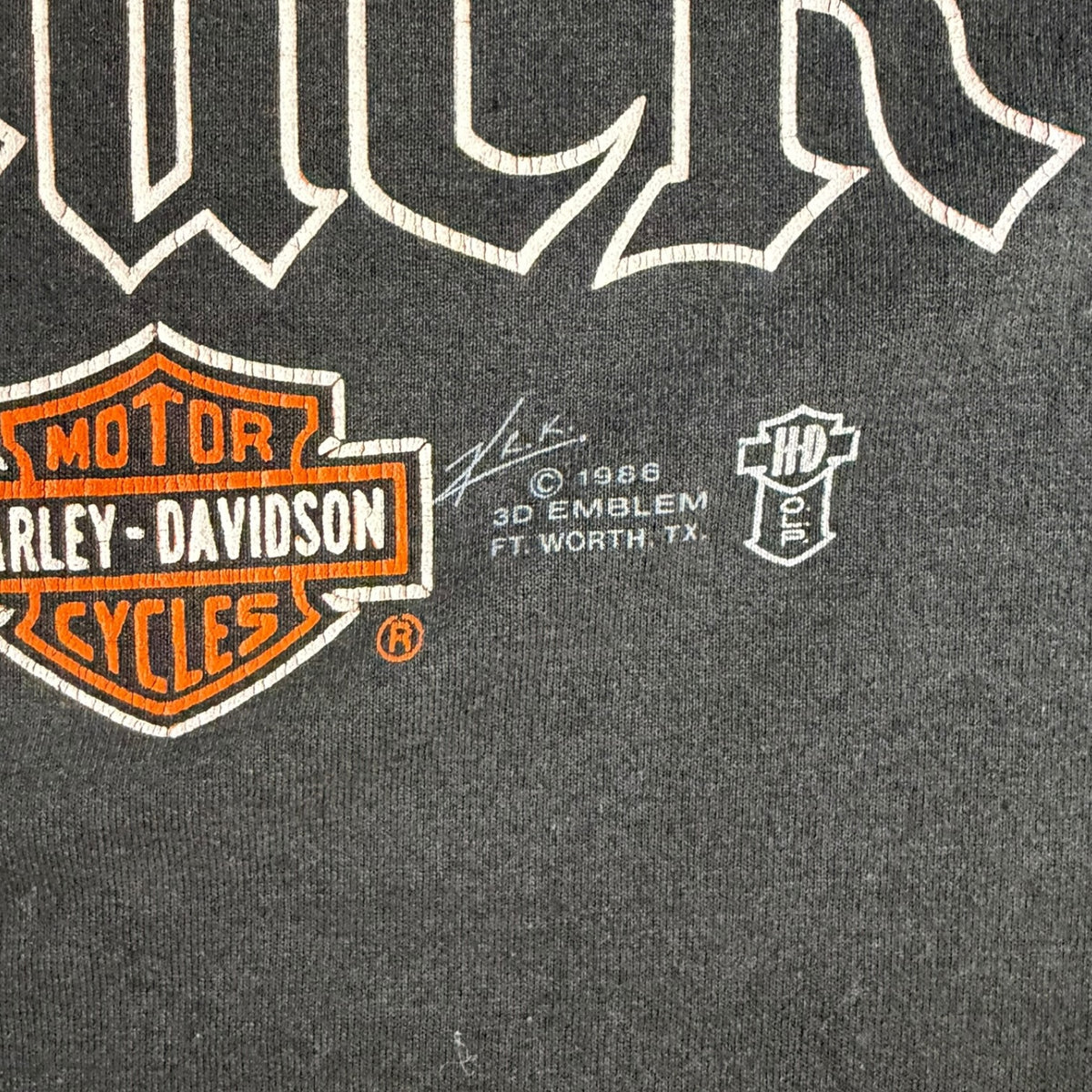 Harley Davidson Good Guys Wear Black 1986 3D Emblem T-Shirt