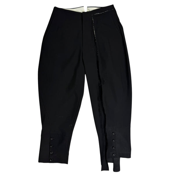 (W) SS13 Comme Des Garçons Wool Asymmetrical Button Detail Trousers Black