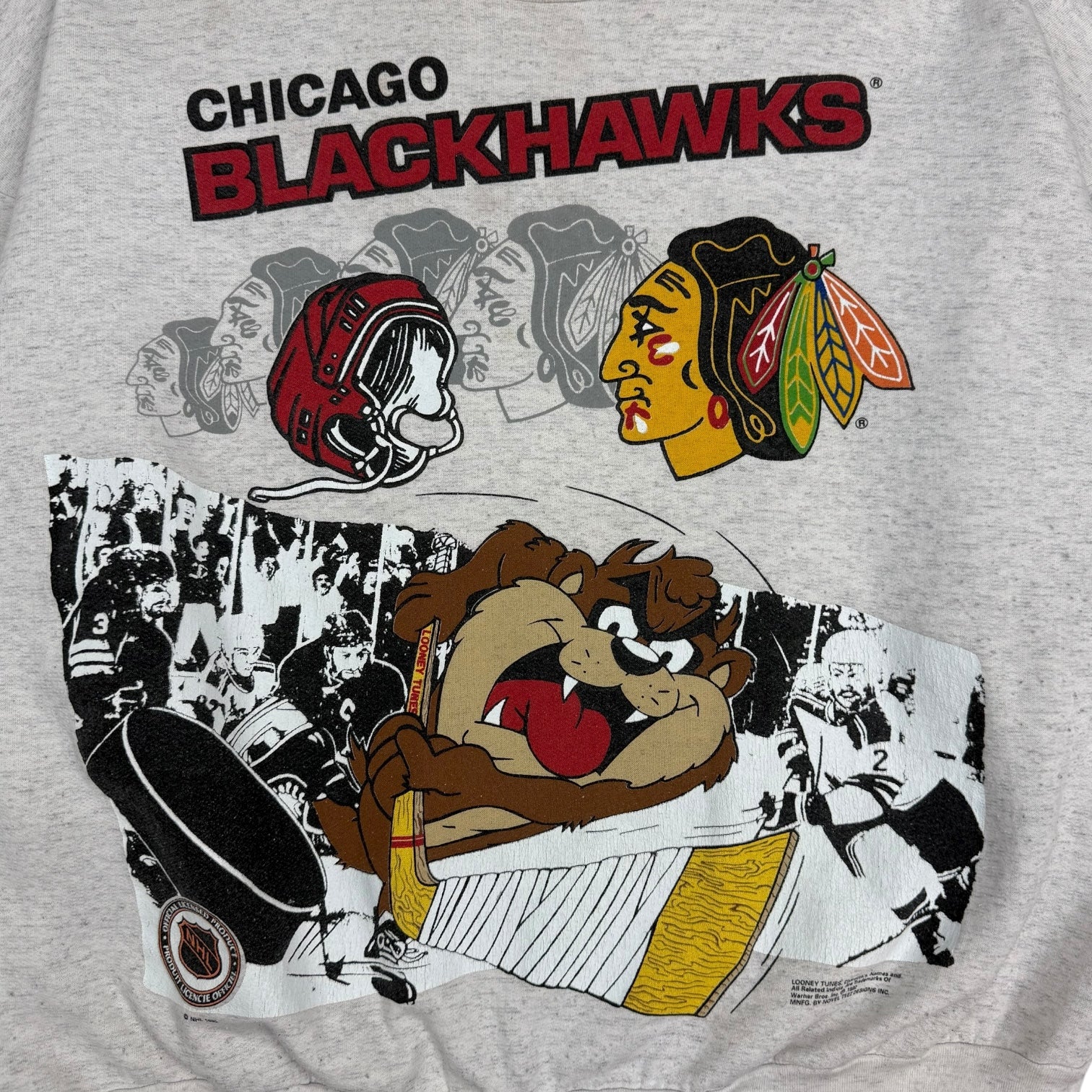 1992 Chicago Blackhawks Tasmanian Devil Crewneck Grey