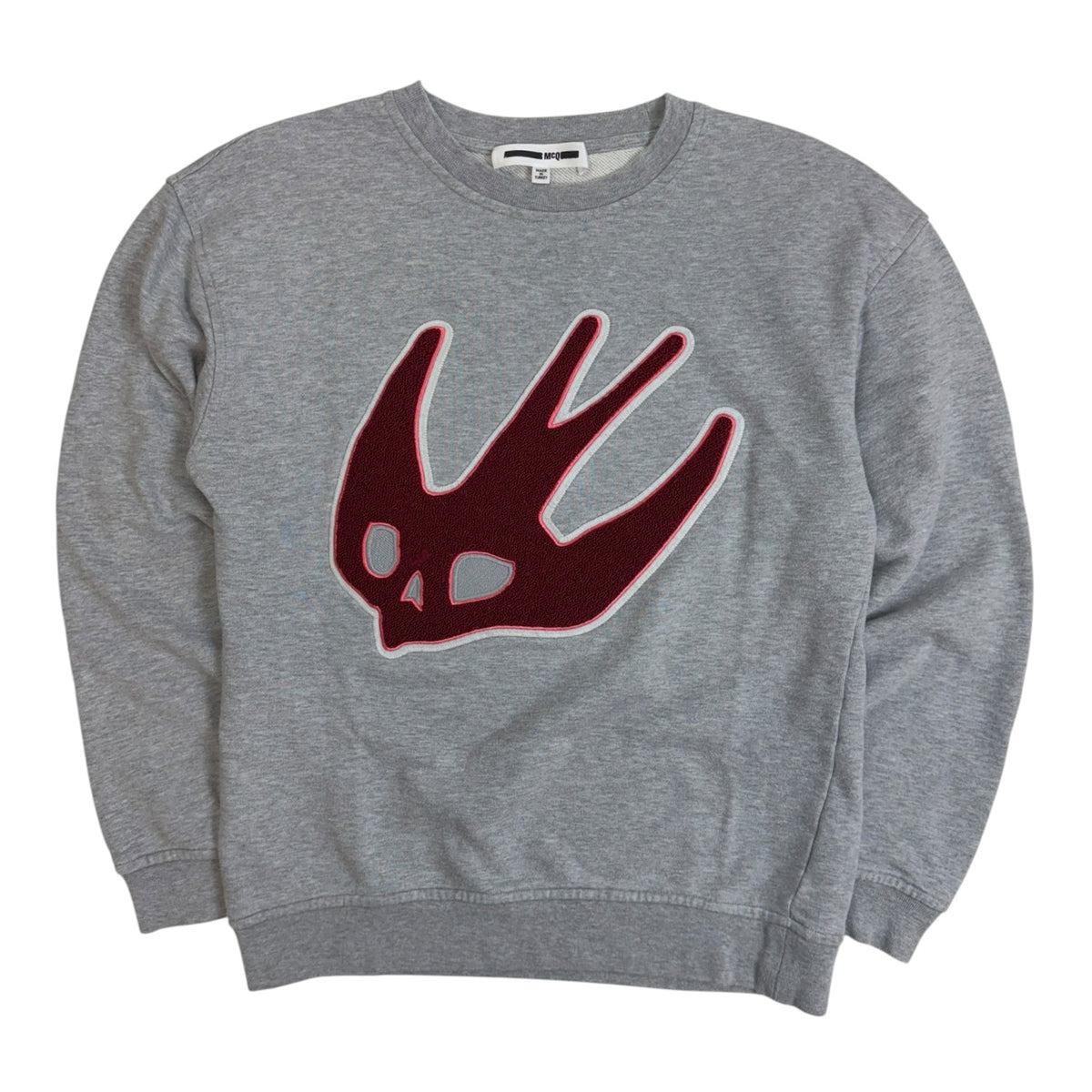 McQ by Alexander McQueen Swallow Skull Crewneck Sweatshirt Grey