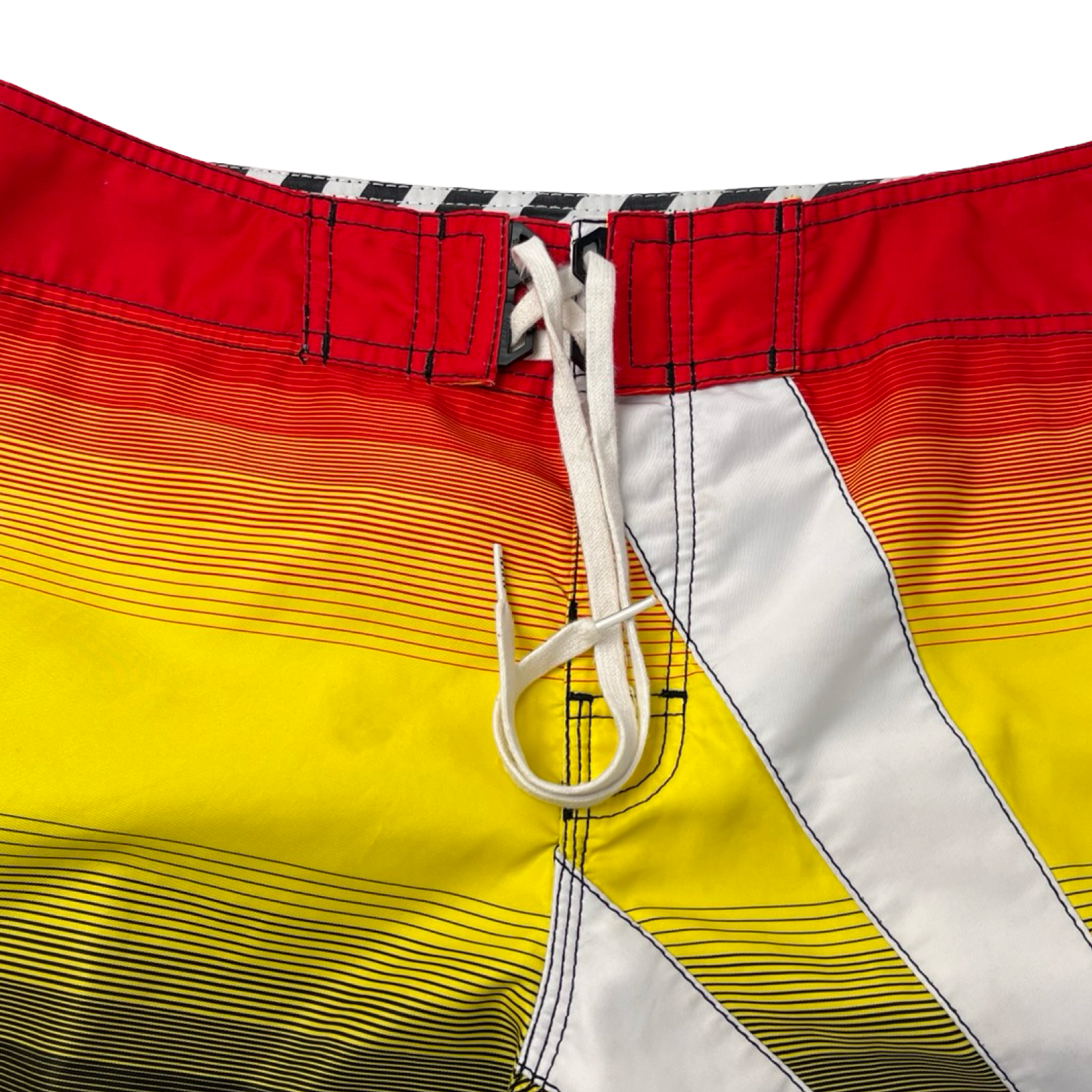 Vintage Y2K Billabong Striped Board Shorts Red/Yellow