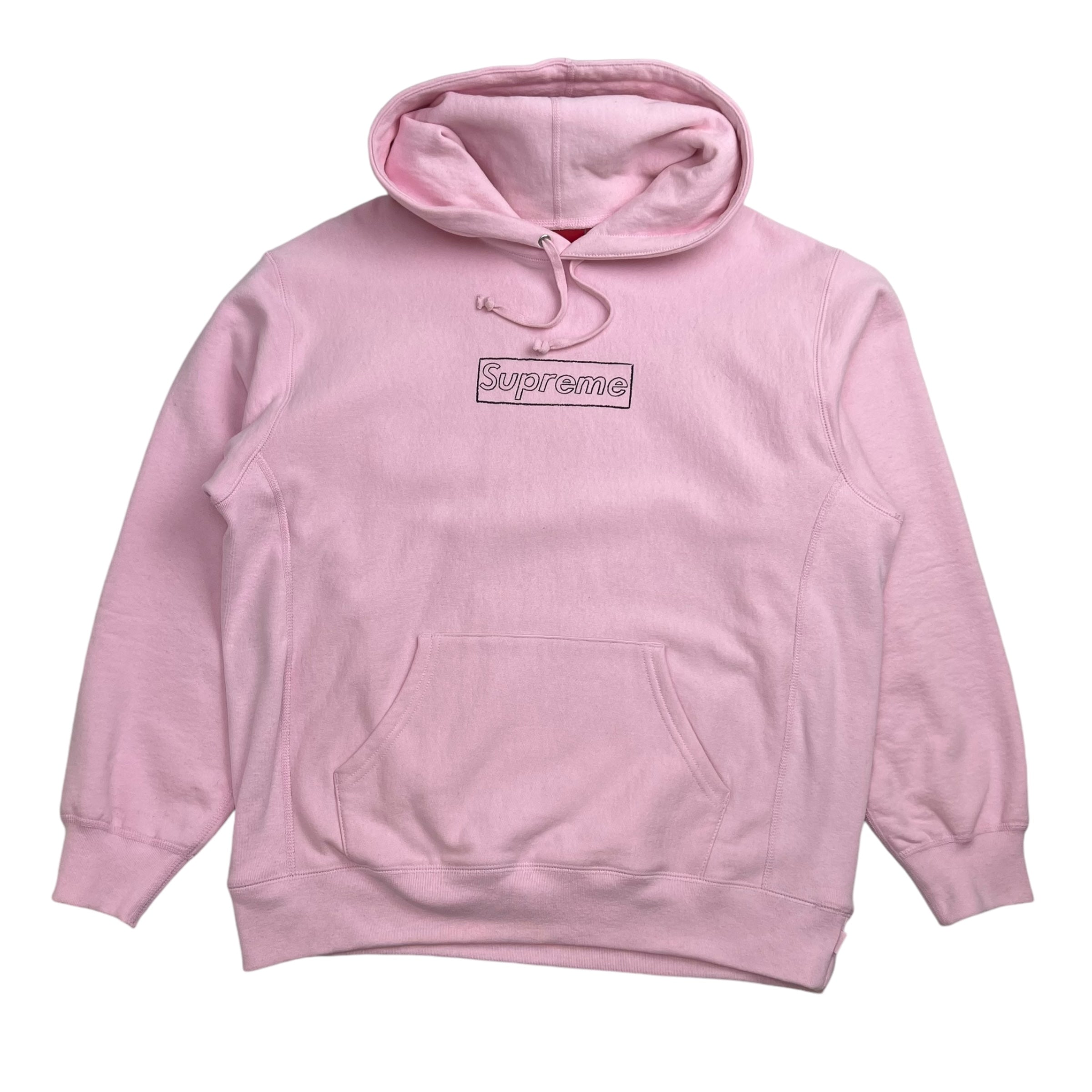 Supreme X Kaws Chalk Logo Hoodie Pink