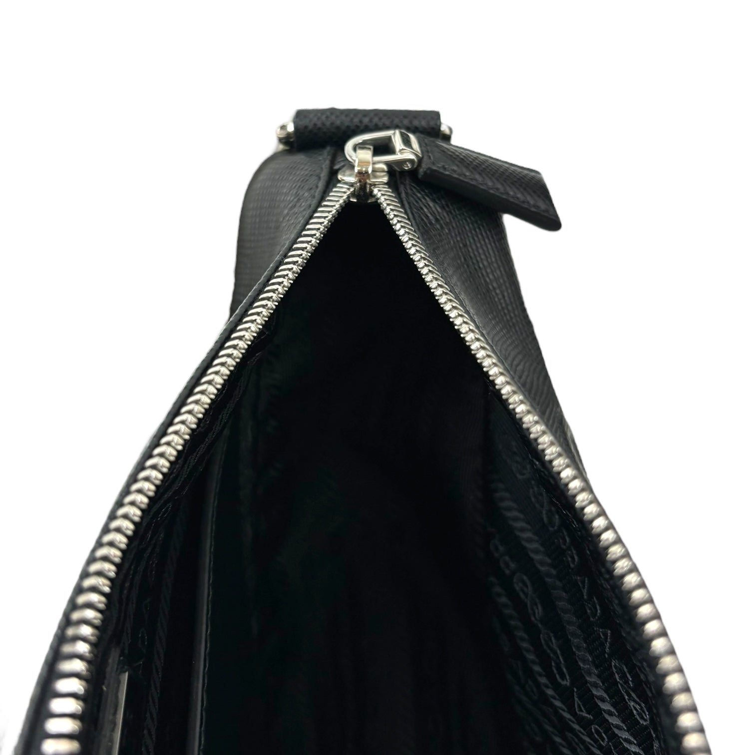 Prada Saffiano Triangle Leather Crossbody Bag Black