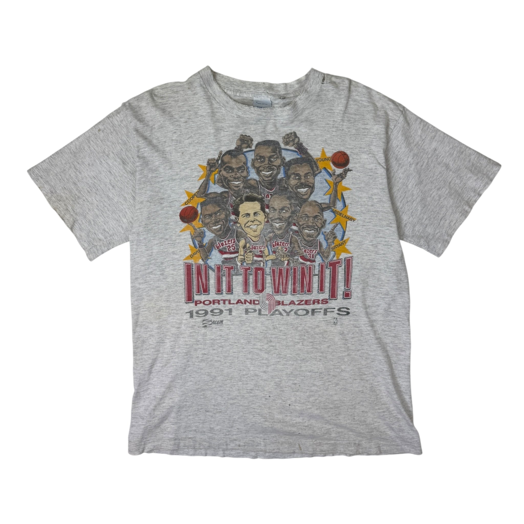 Vintage 1991 Portland Trail Blazers Play Off Tee Salem Light Grey