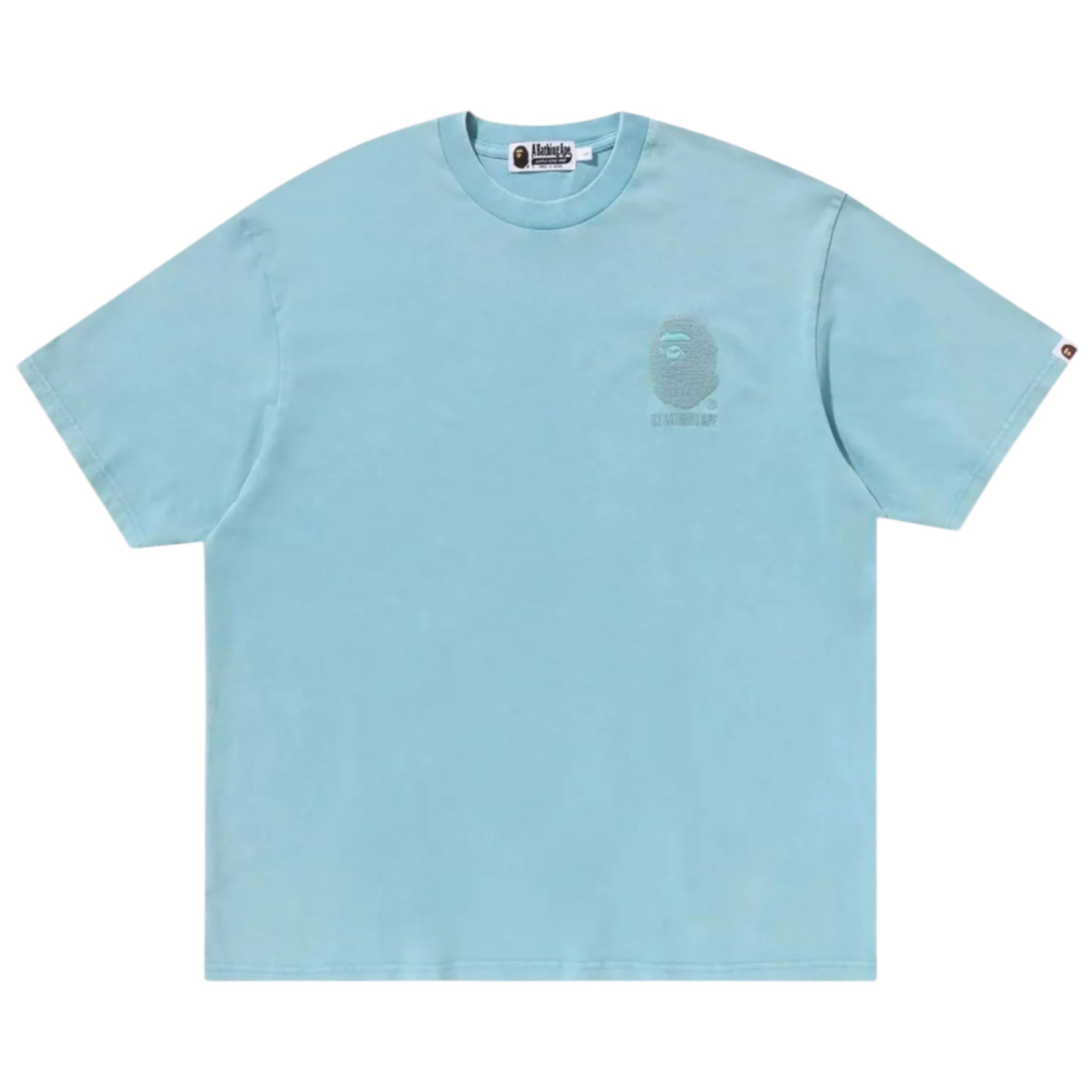 BAPE Ape Head One Point Acid Wash Relaxed Fit Tee Blue