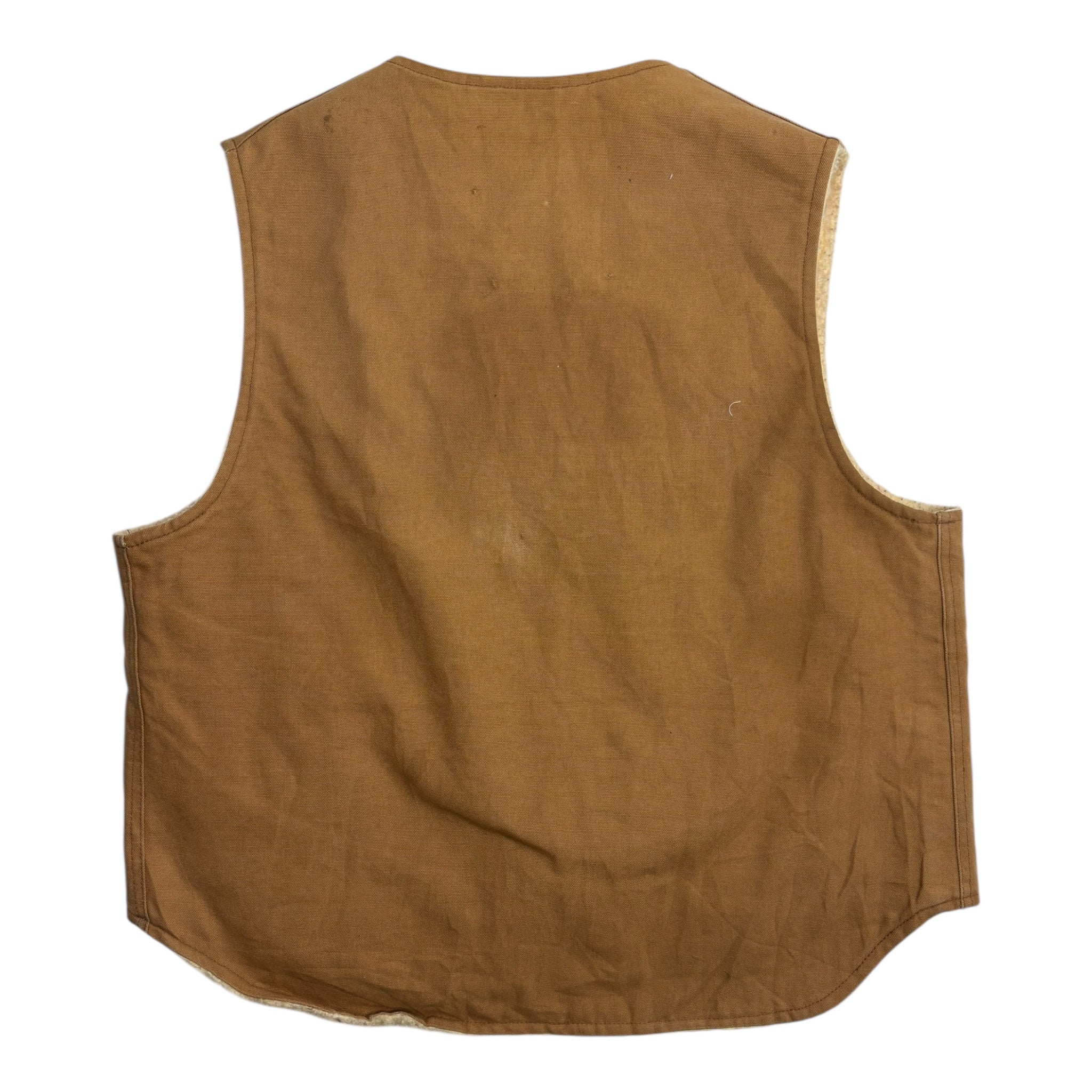 Vintage Carhartt Sherpa Lined Workwear Vest Faded Brown