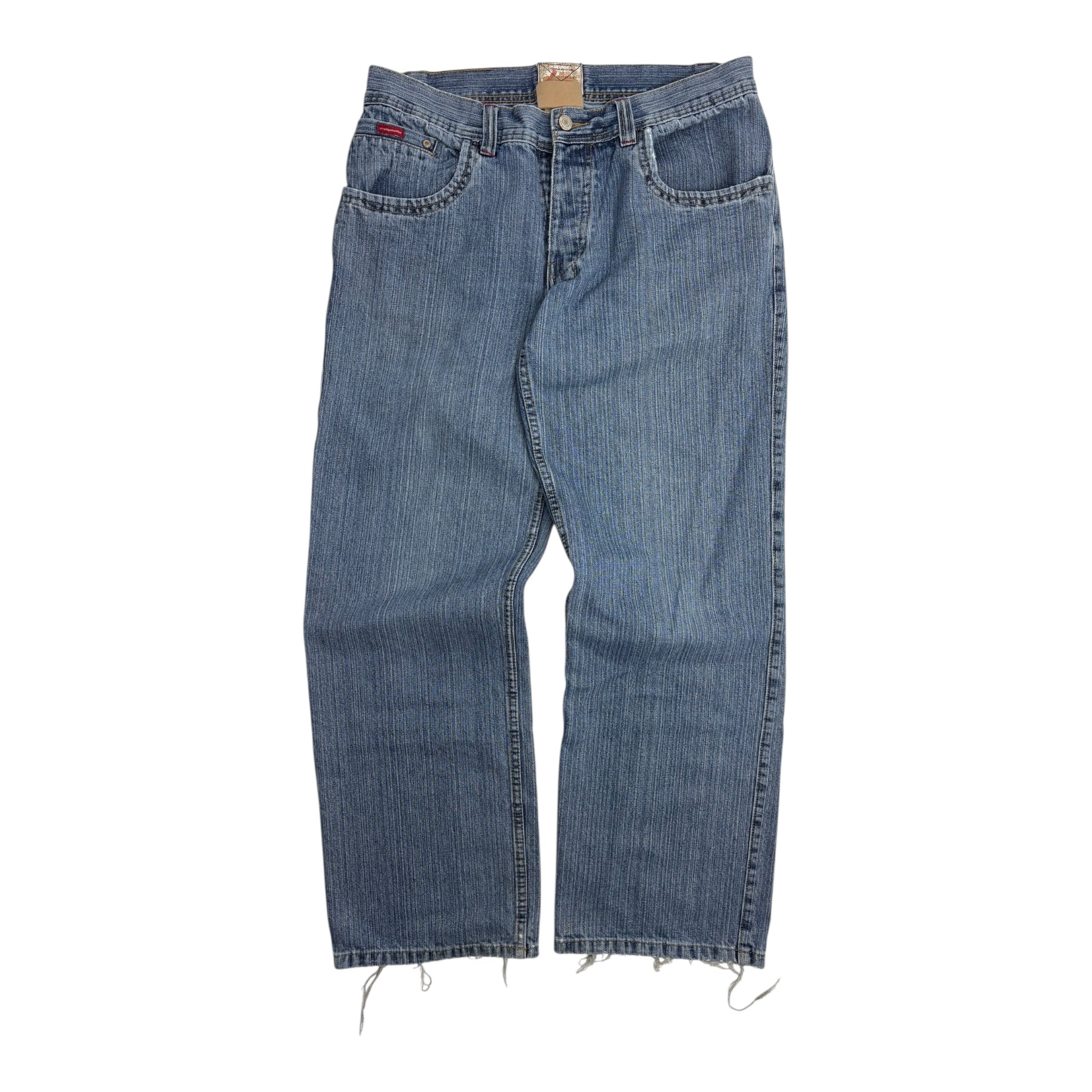 Y2K Drunknmunky Embroidered Light Blue Wash Denim Bottoms