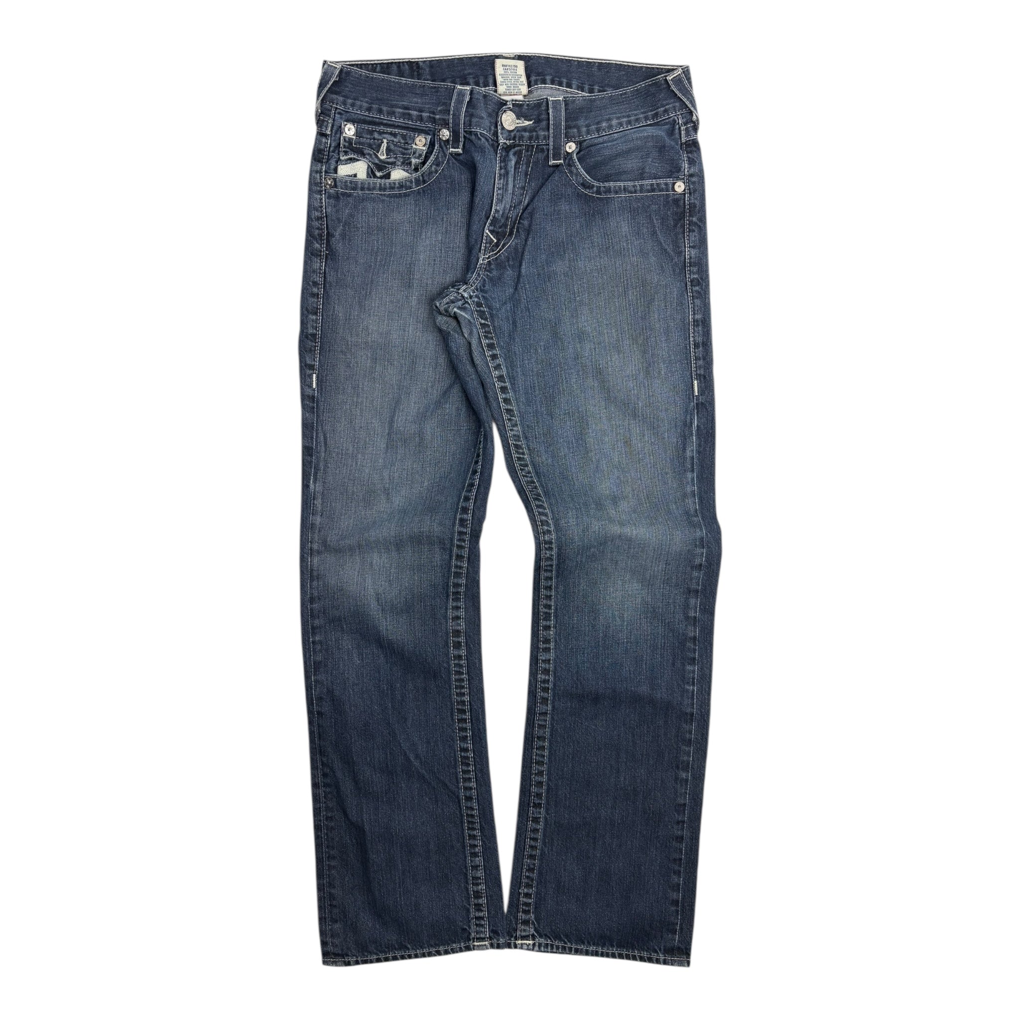 Y2K True Religion Blue Wash Embroidered Bottoms
