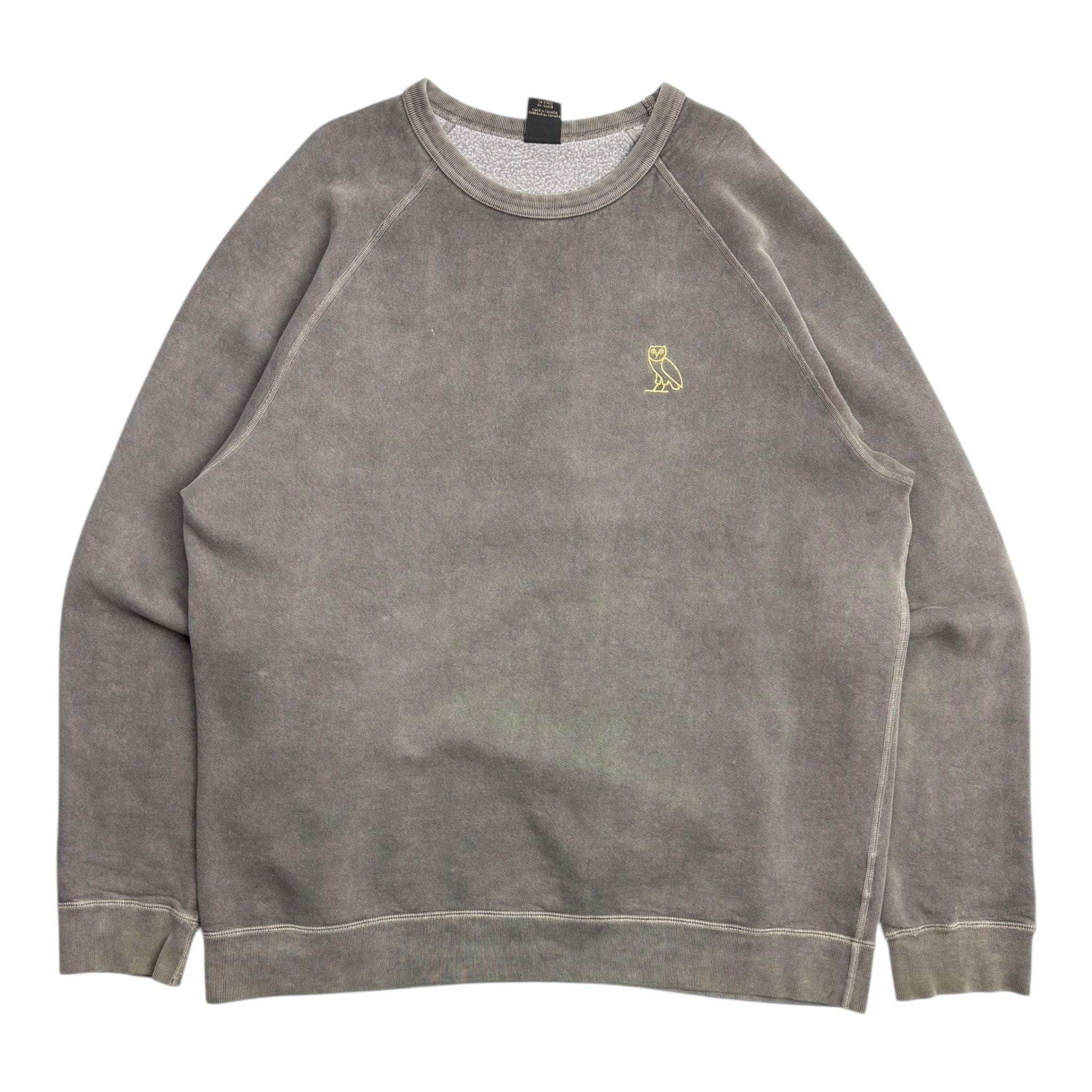 OVO Embroidered Stonewash Crewneck Grey