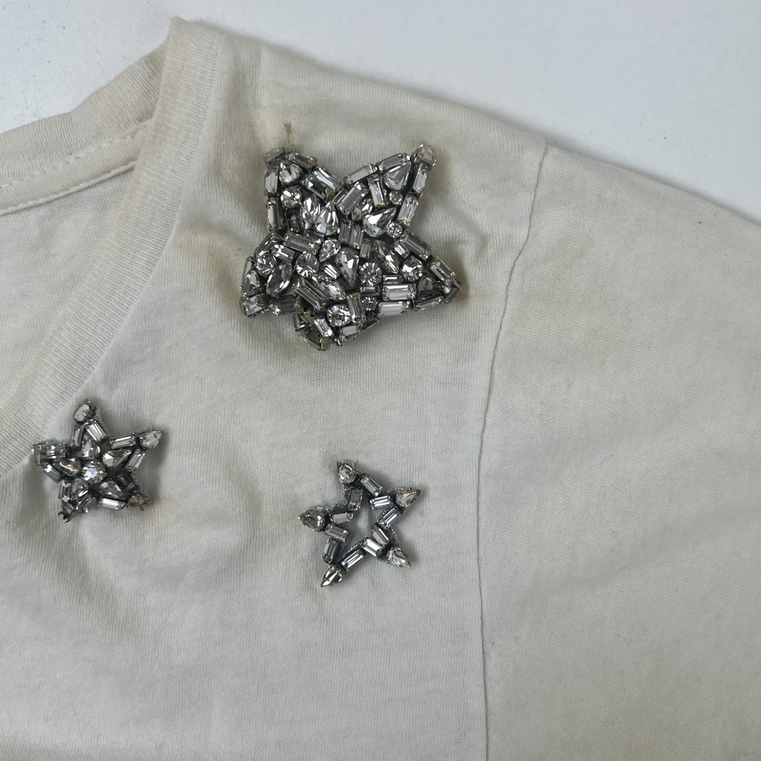 (W) Saint Laurent Crystal Star T-Shirt White