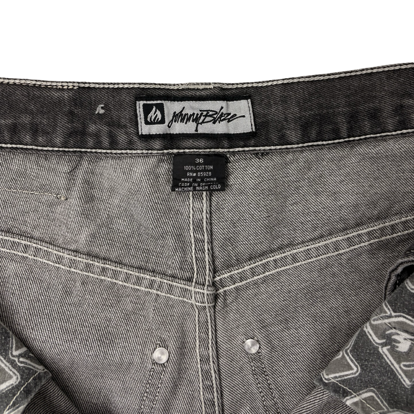 Vintage Y2K Johnny Blaze Jorts Washed Black