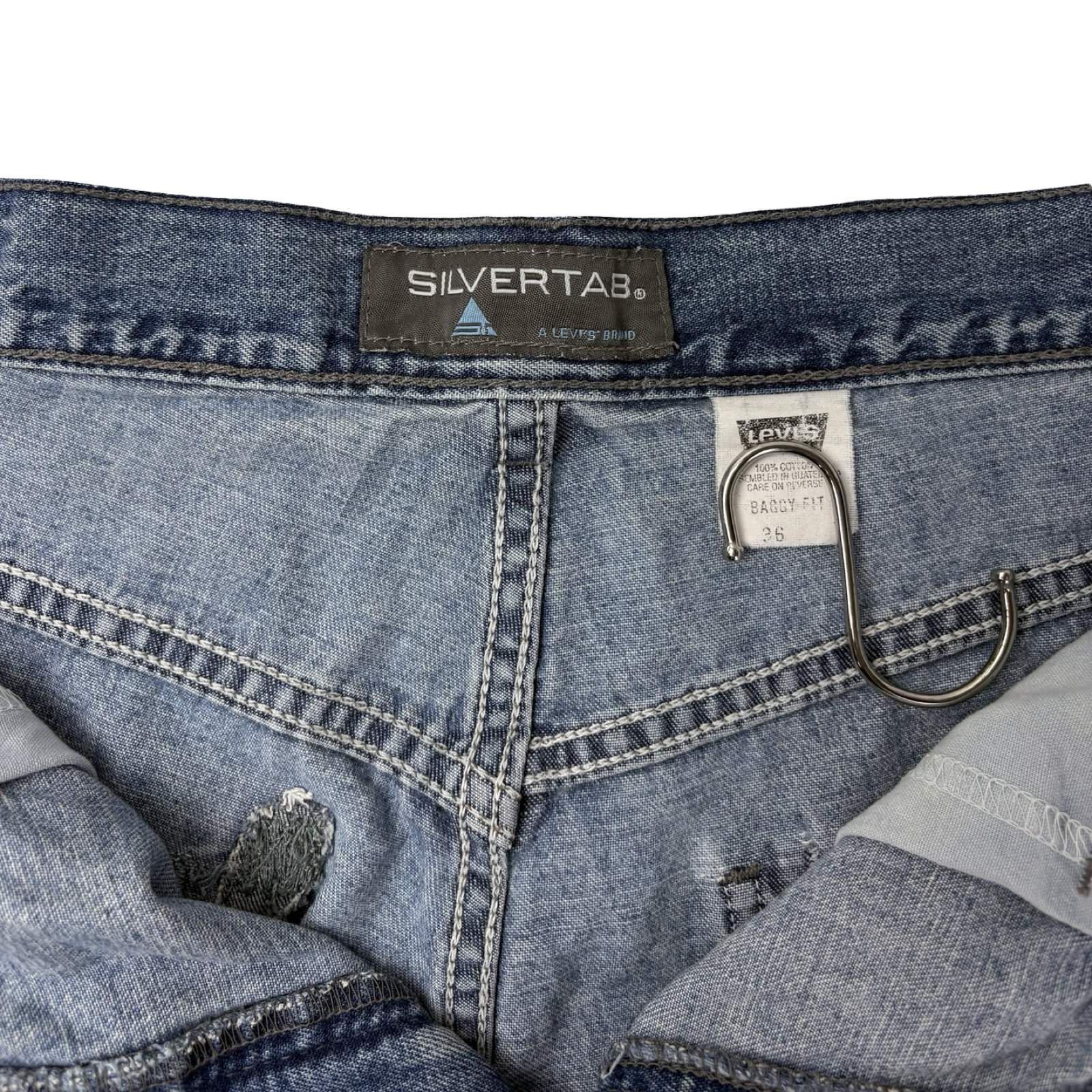 Vintage Y2K Silver Tab Baggy Shorts Mid Wash