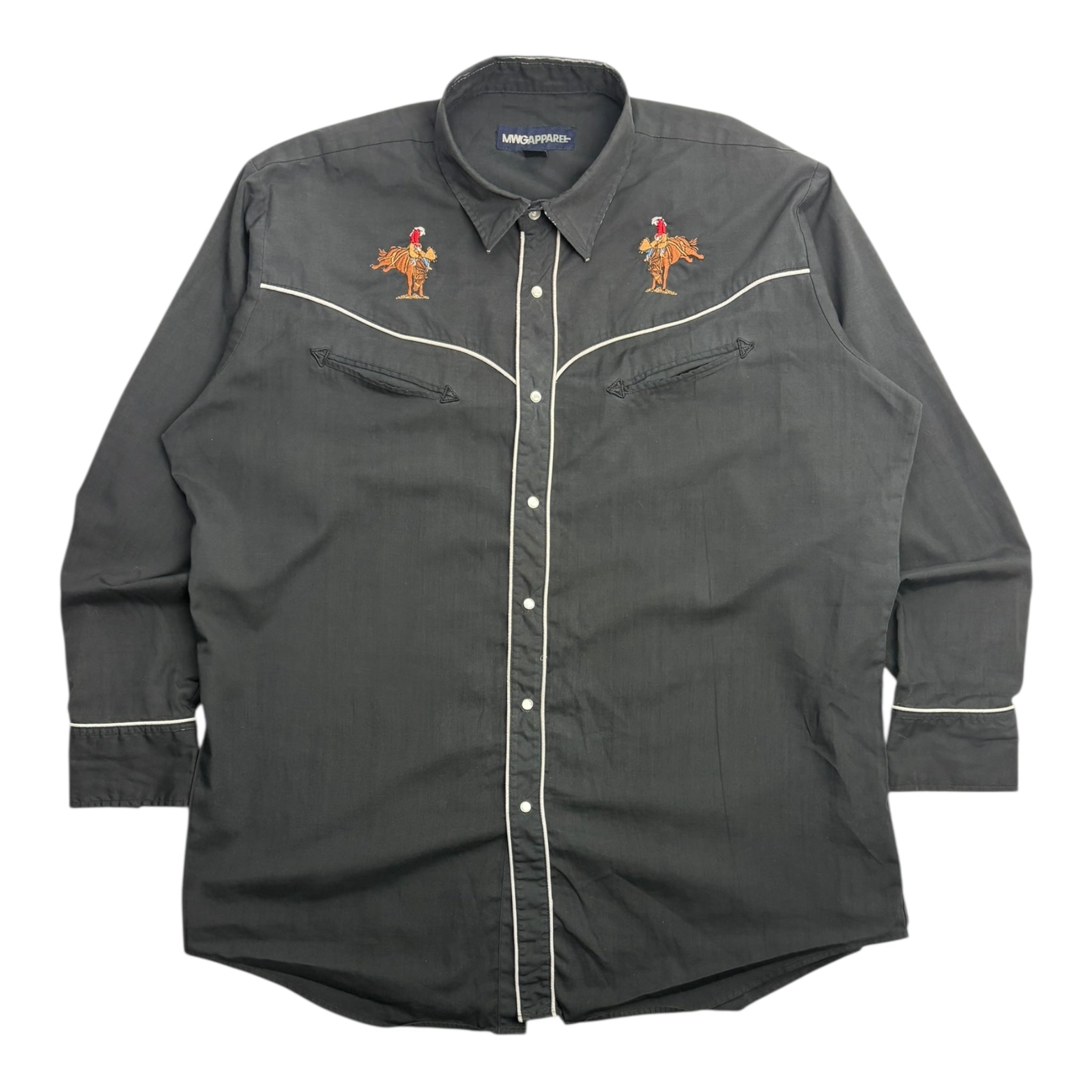 Vintage MWG Apparel Cowboy Embroidery Pearl Snap