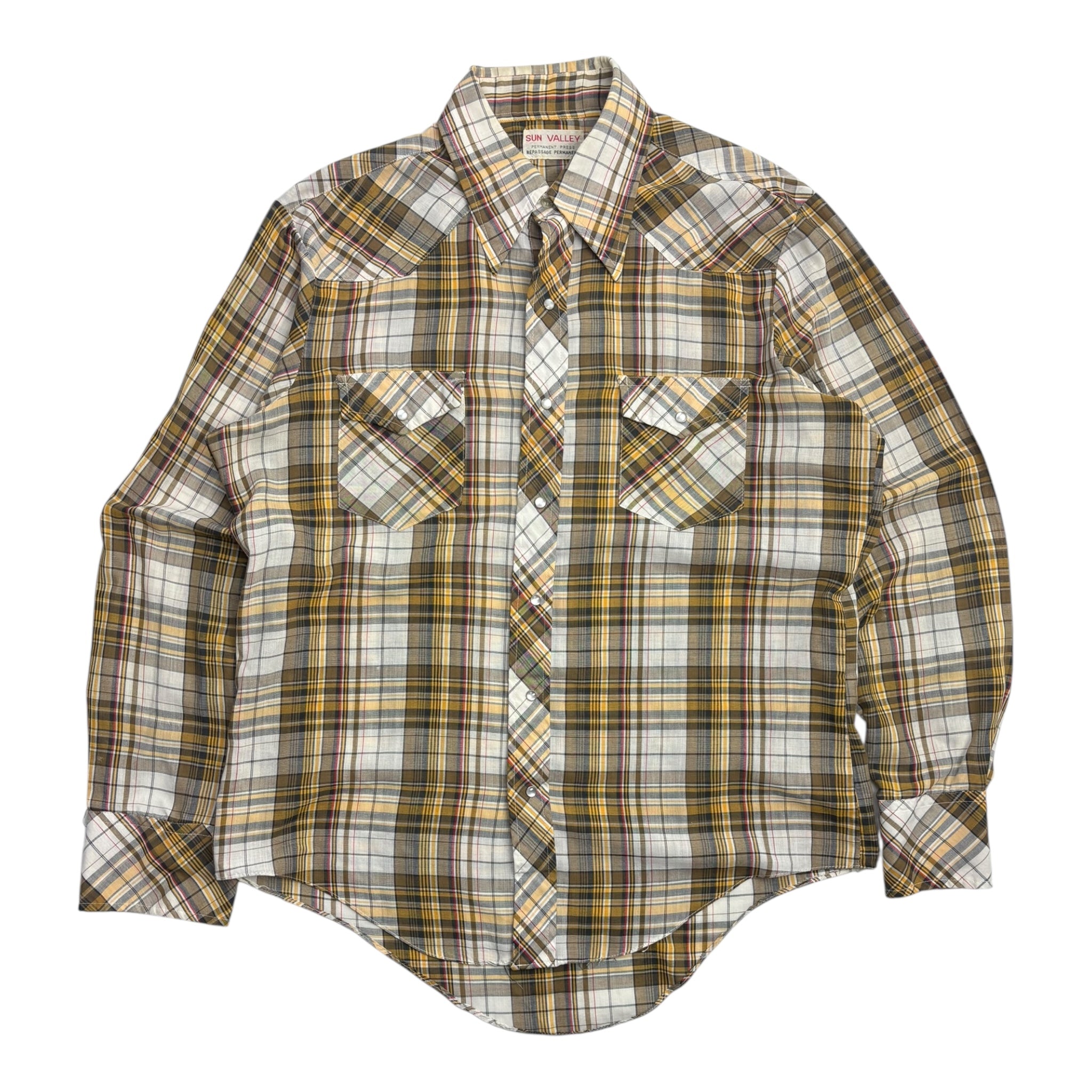 Vintage Sun Valley Western Pearl Snap Yellow/Tan
