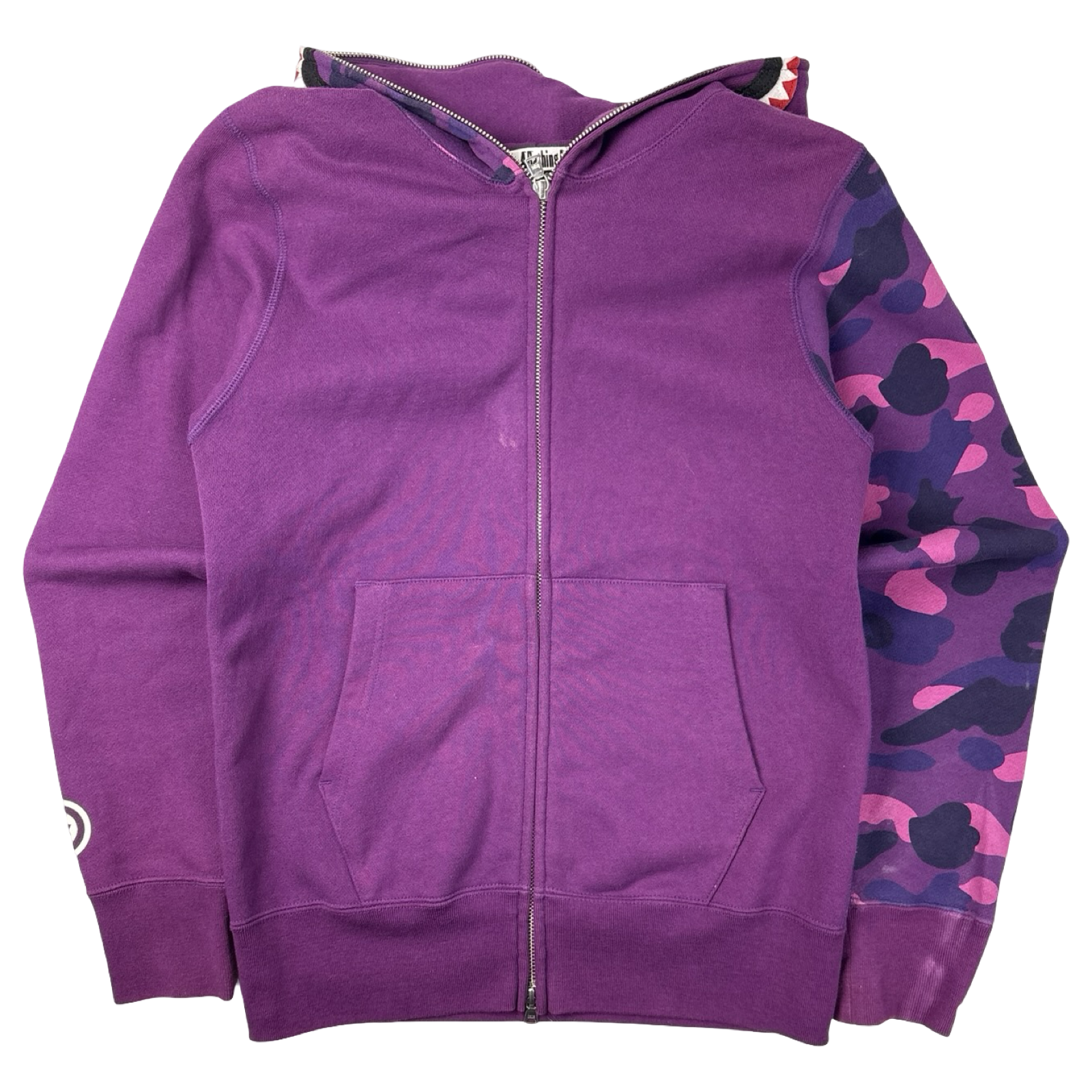 BAPE Color Camo Sleeve Shark Hoodie Purple