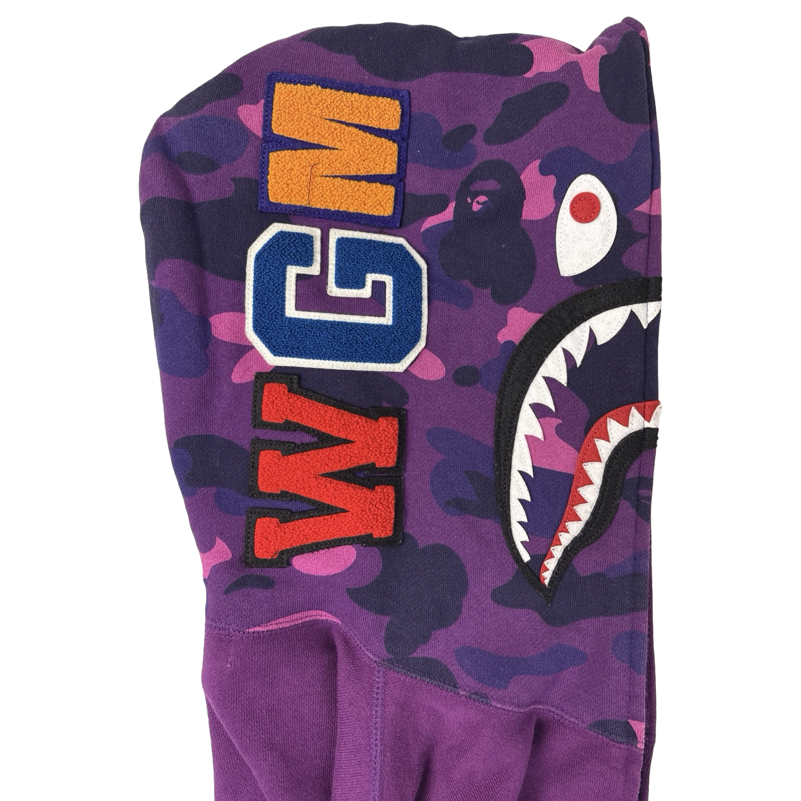 BAPE Color Camo Sleeve Shark Hoodie Purple
