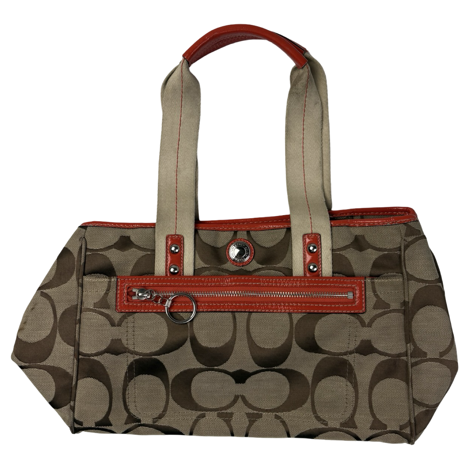Coach Daisy Signature Collection Tote Bag Orange/Khaki