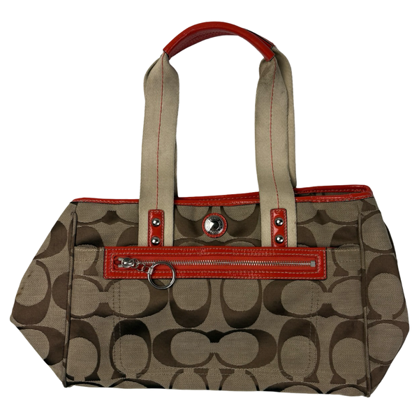 Coach Daisy Signature Collection Tote Bag Orange/Khaki