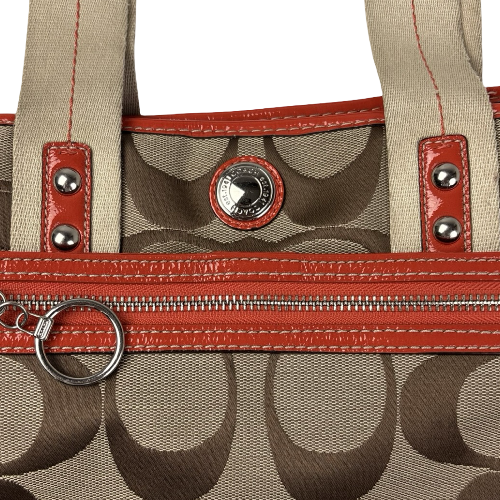 Coach Daisy Signature Collection Tote Bag Orange/Khaki