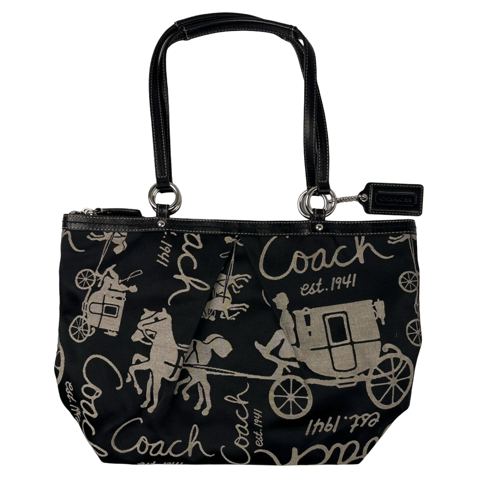 Coach Signature Satin Horse & Carriage Tote