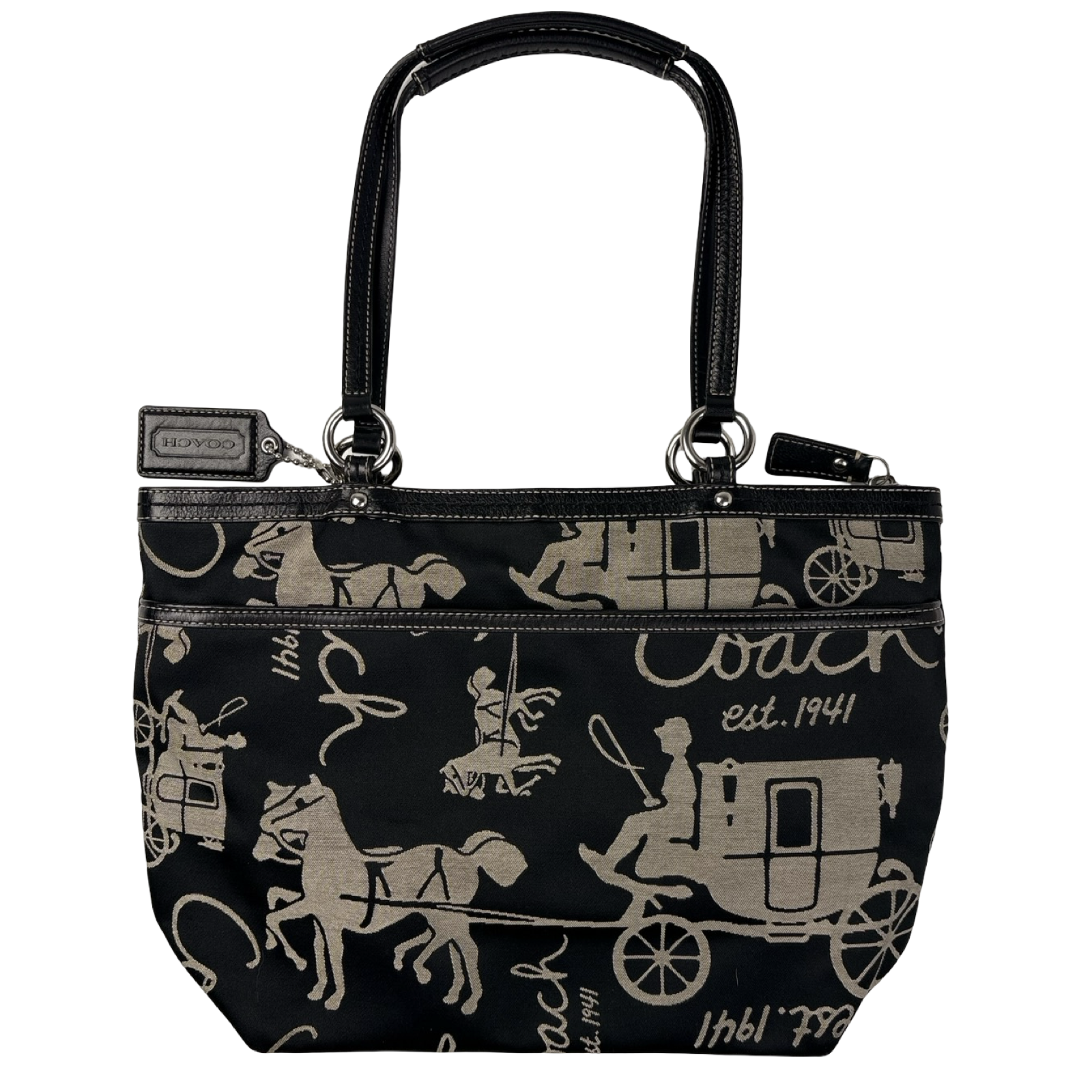 Coach Signature Satin Horse & Carriage Tote