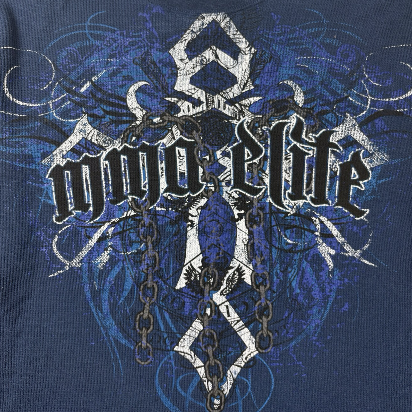 Y2K MMA Elite Cyber Cross & Chains Thermal Knit Long Sleeve