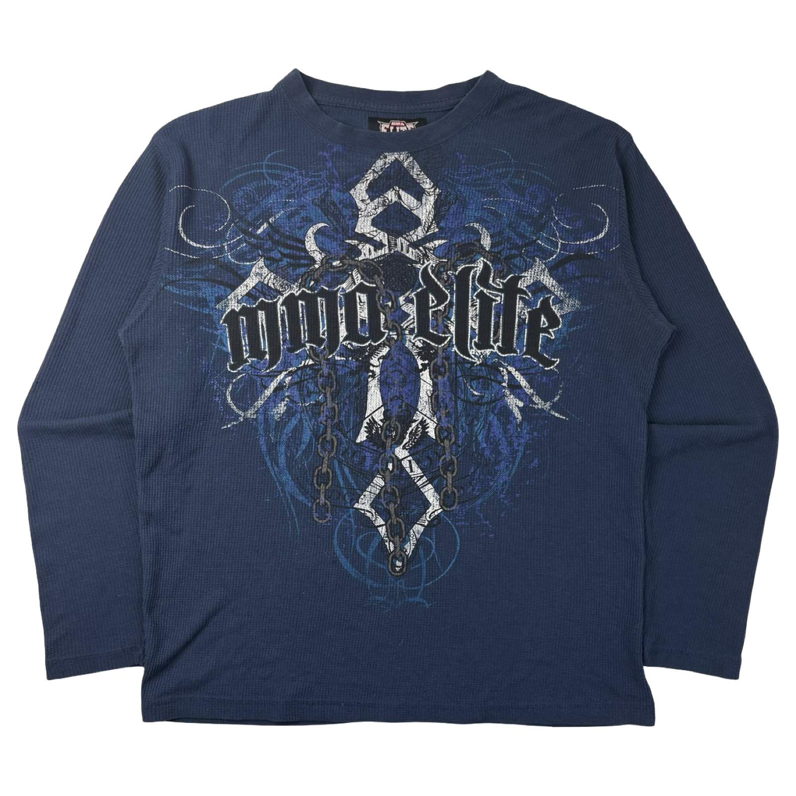 Y2K MMA Elite Cyber Cross & Chains Thermal Knit Long Sleeve