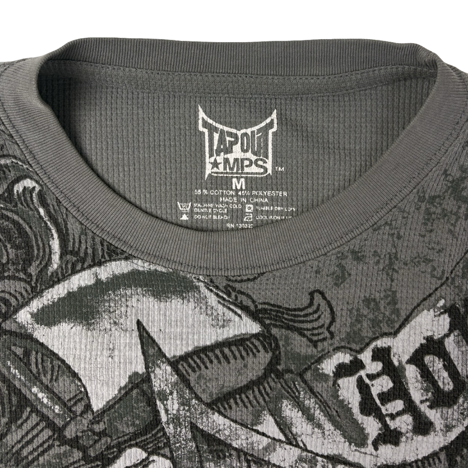Y2K Tapout MPS Cyber Gothic Thermal Knit Long Sleeve Grey