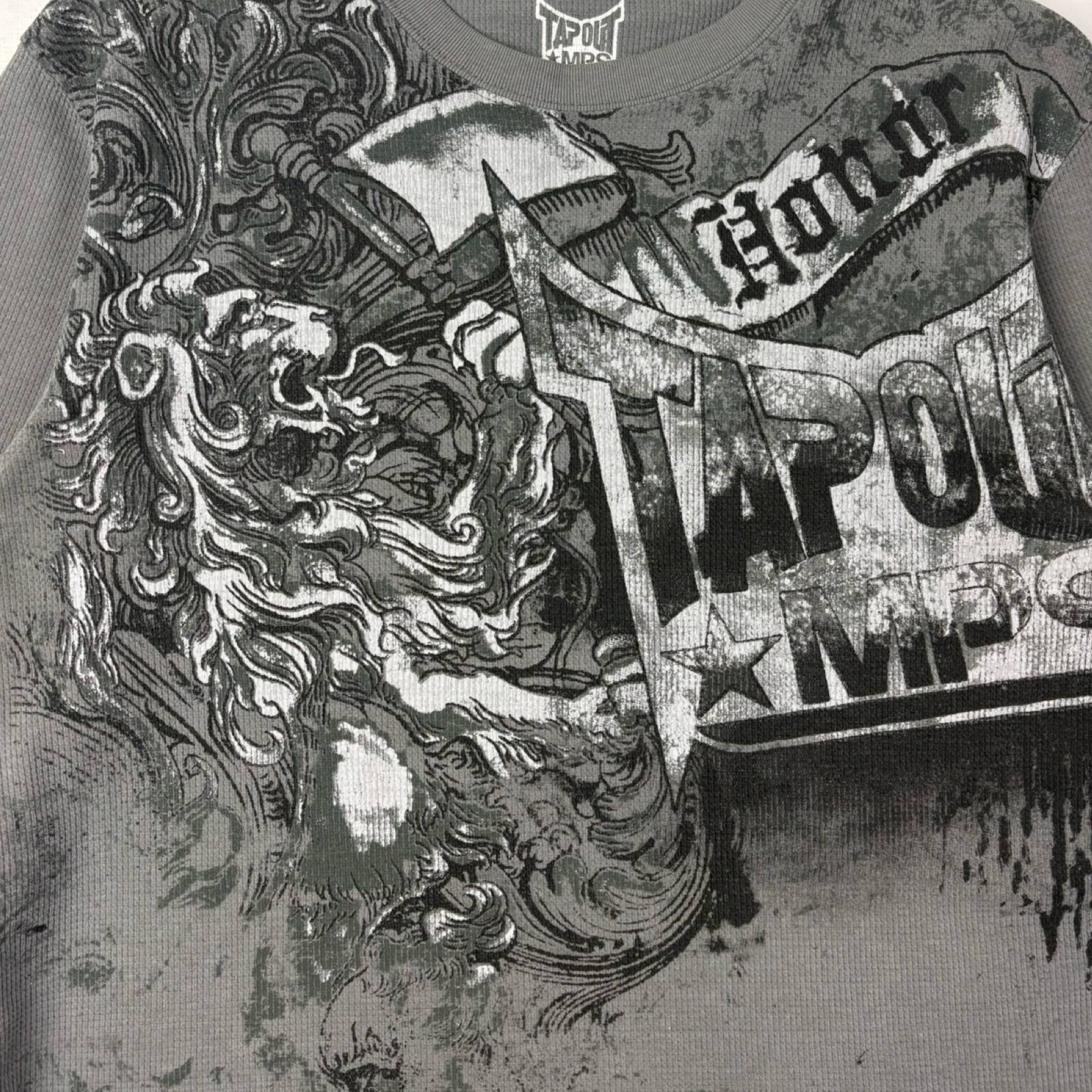 Y2K Tapout MPS Cyber Gothic Thermal Knit Long Sleeve Grey