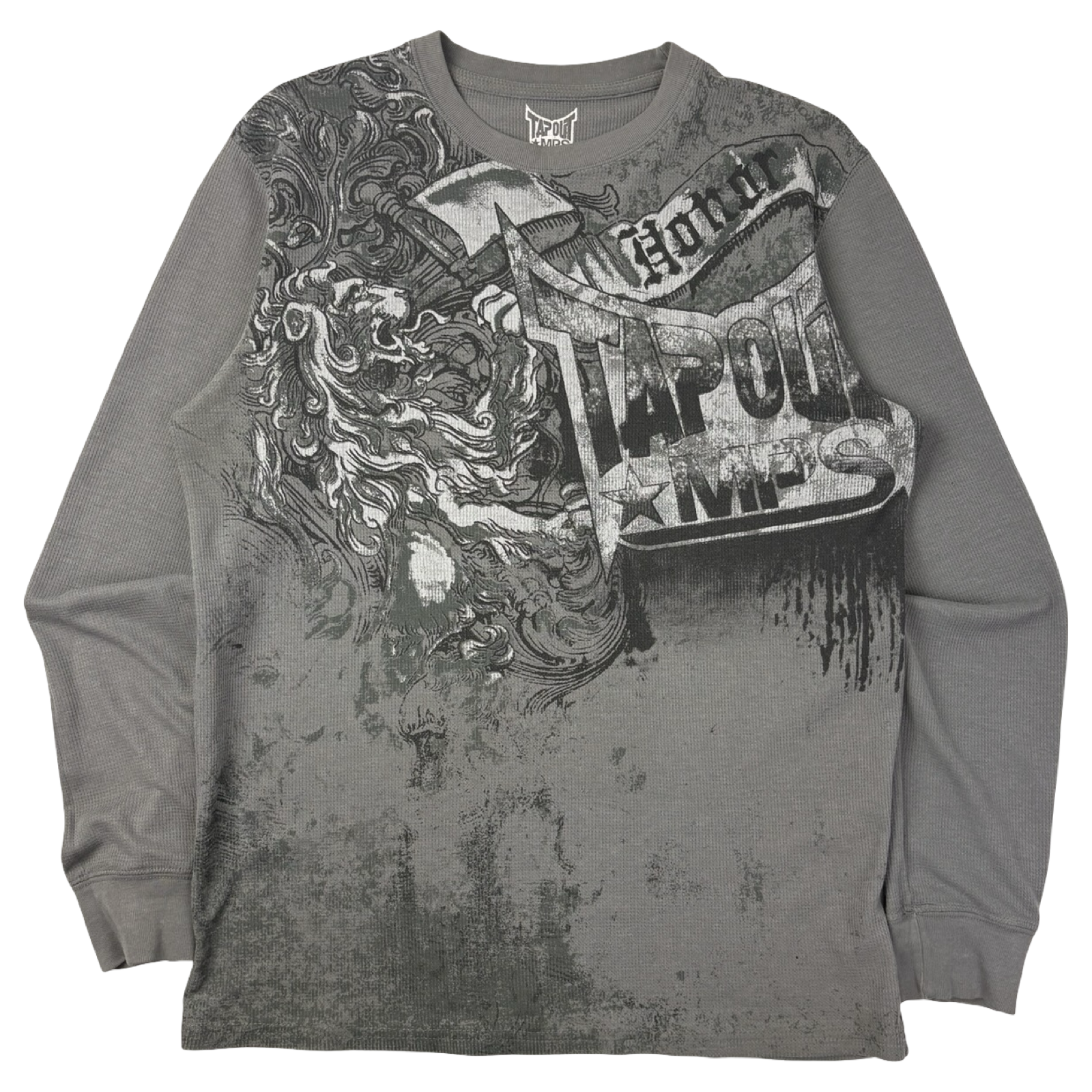 Y2K Tapout MPS Cyber Gothic Thermal Knit Long Sleeve Grey