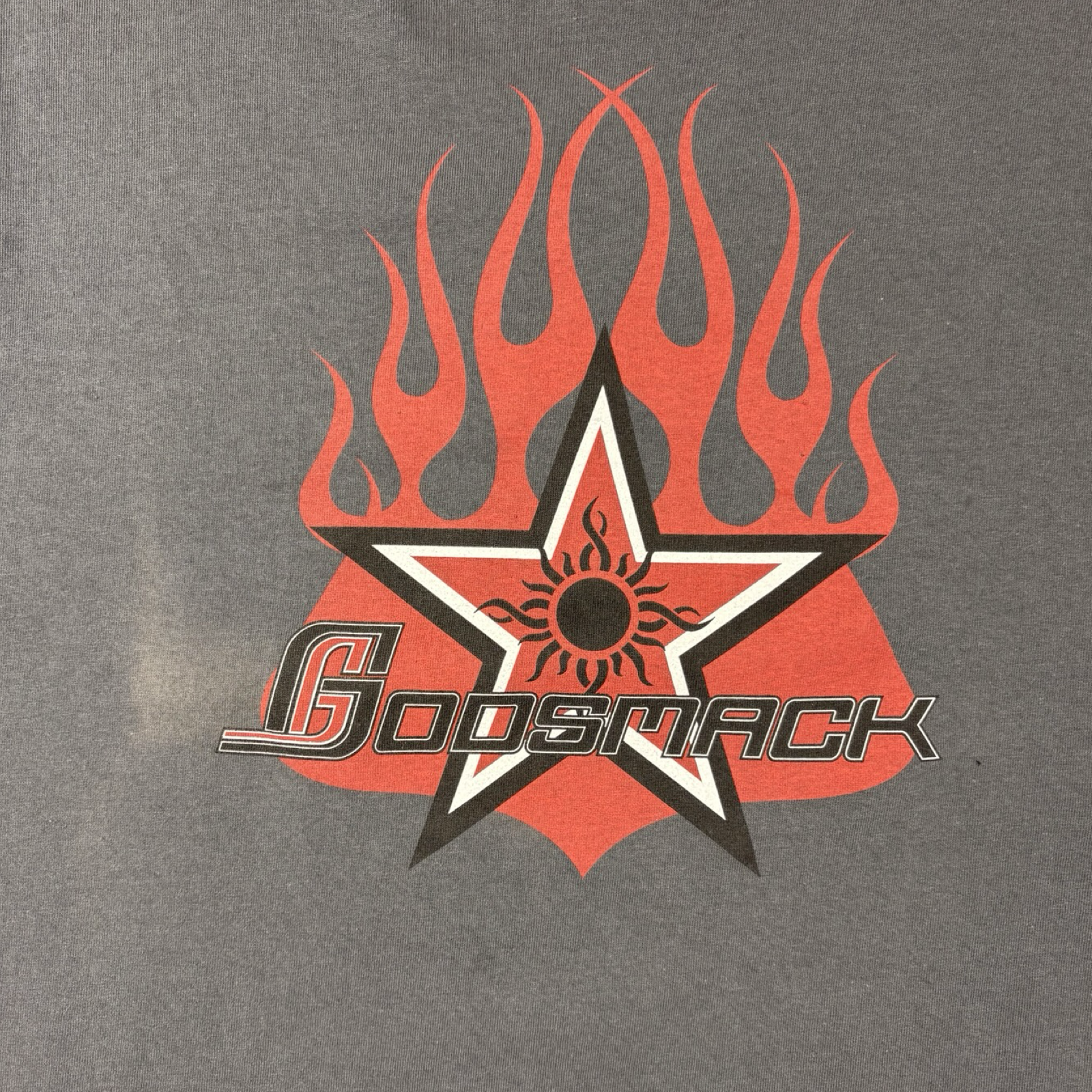 Vintage Godsmack Flame Star Band T-Shirt Grey