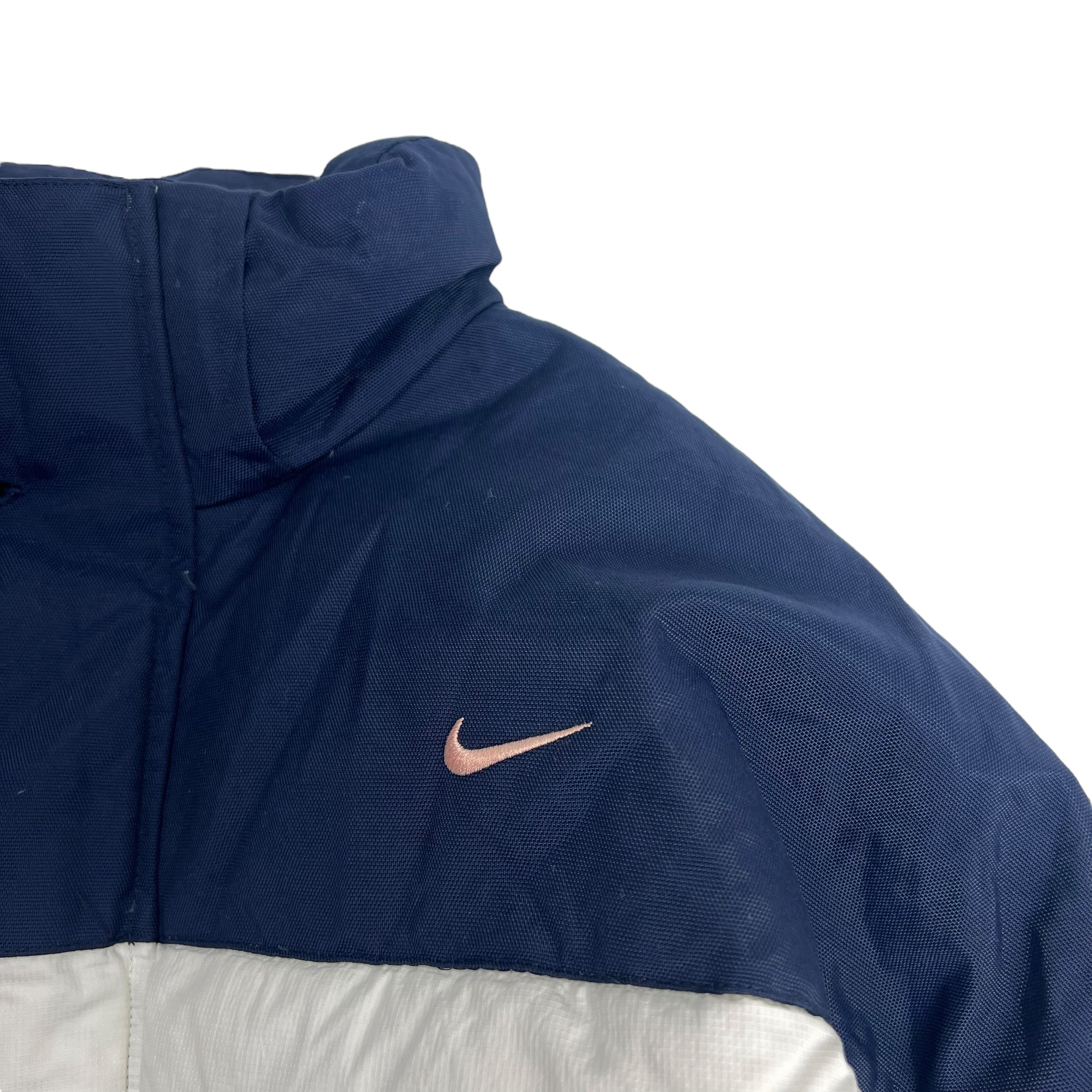 Vintage Nike Side Swoosh Puffer Jacket - White/Navy