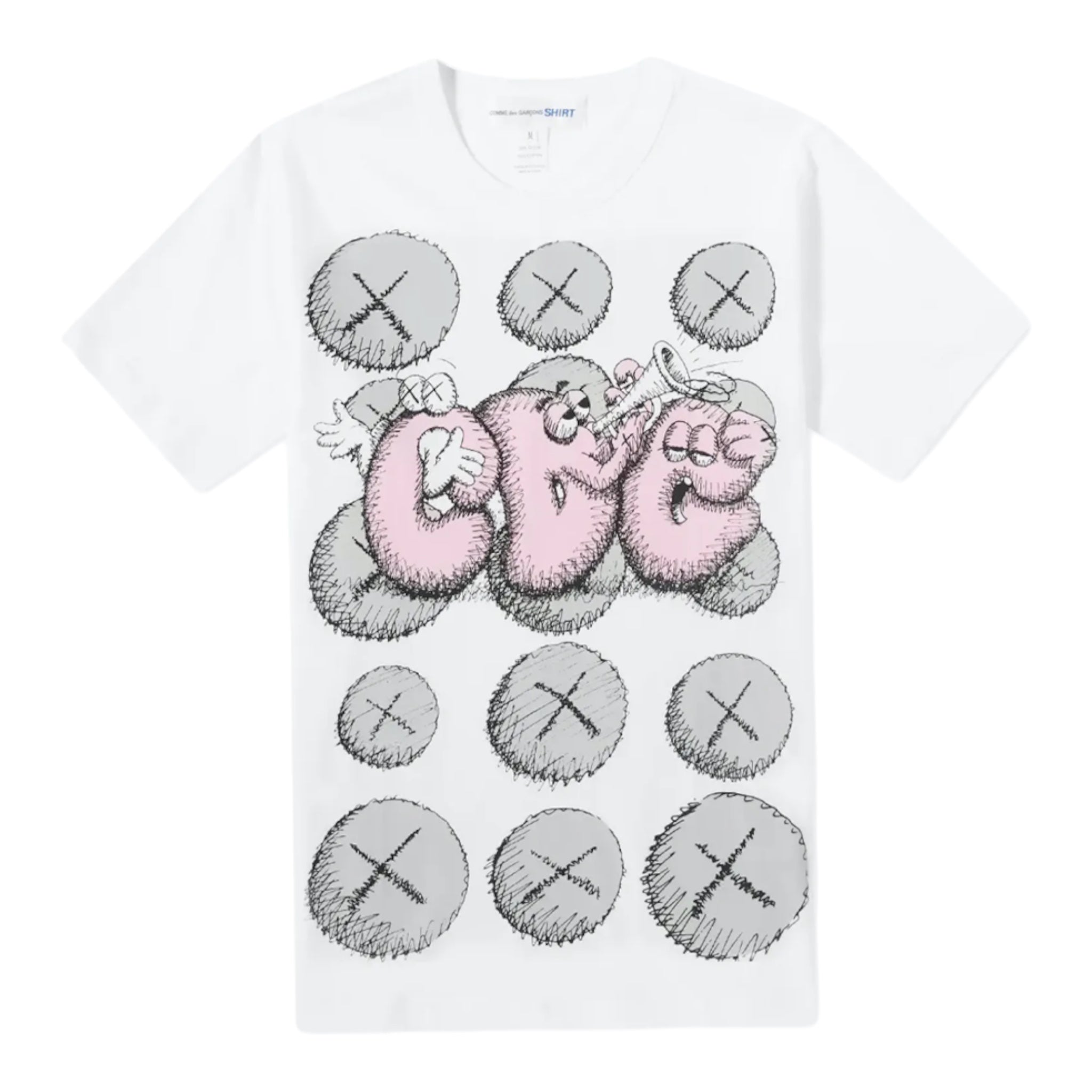 Comme des Garcons Shirt x KAWS Shirt - White, Pink & Grey Graphic Shirt