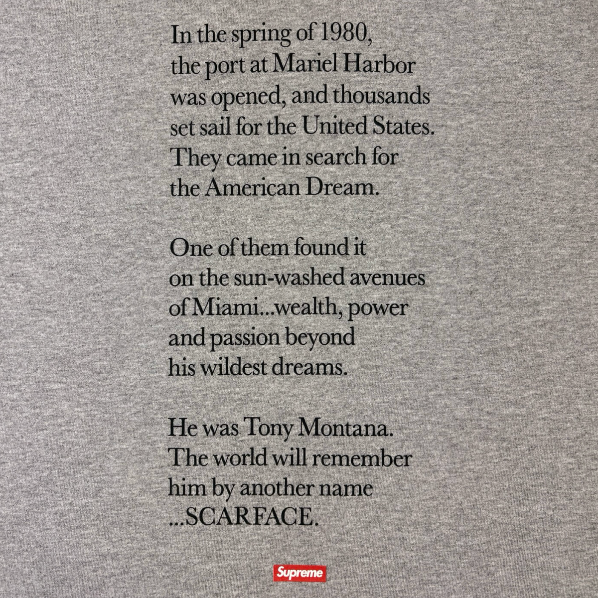 FW17 Supreme Scarface Split Tee Heather Grey