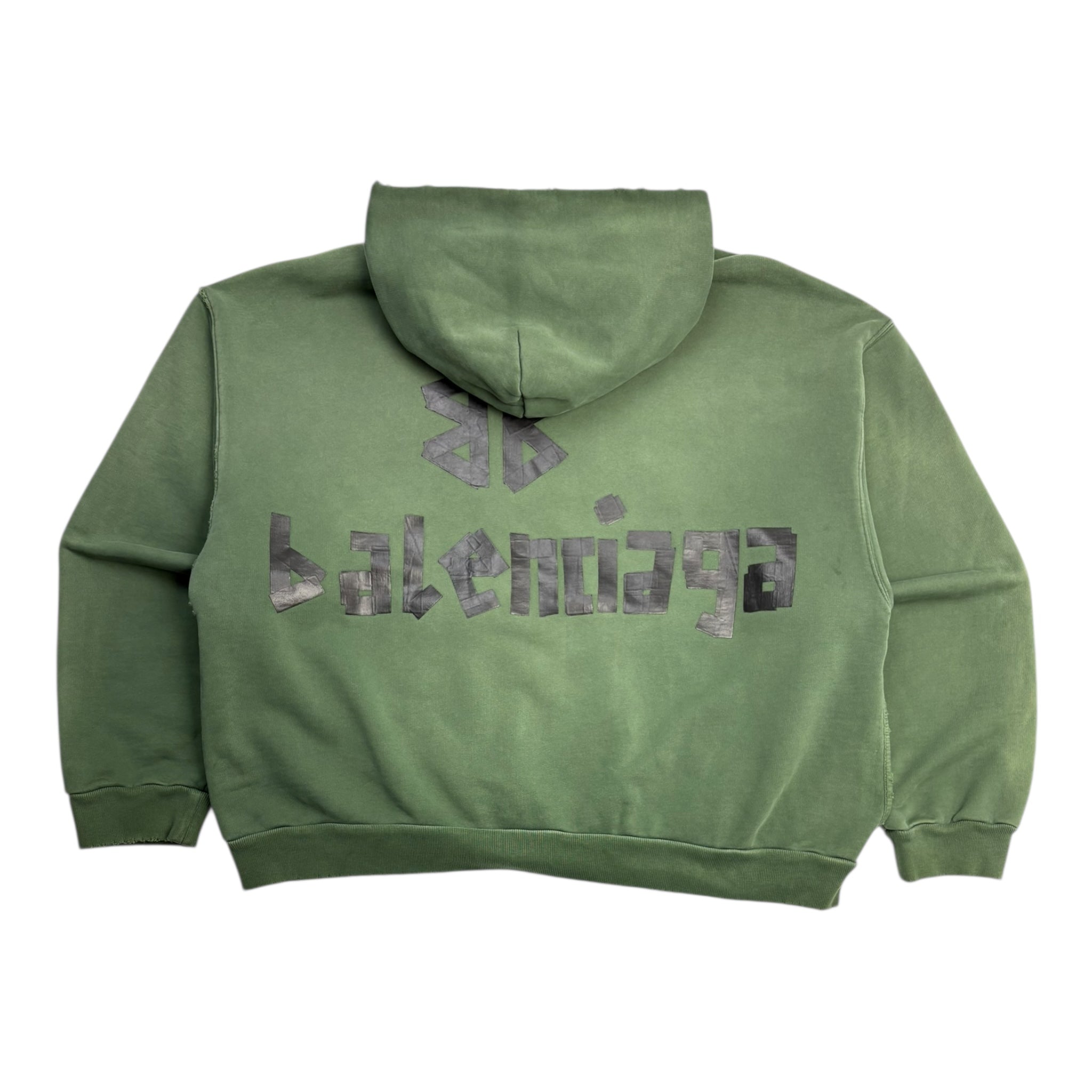 Balenciaga Tape Type Ripped Pock Hoodie Green