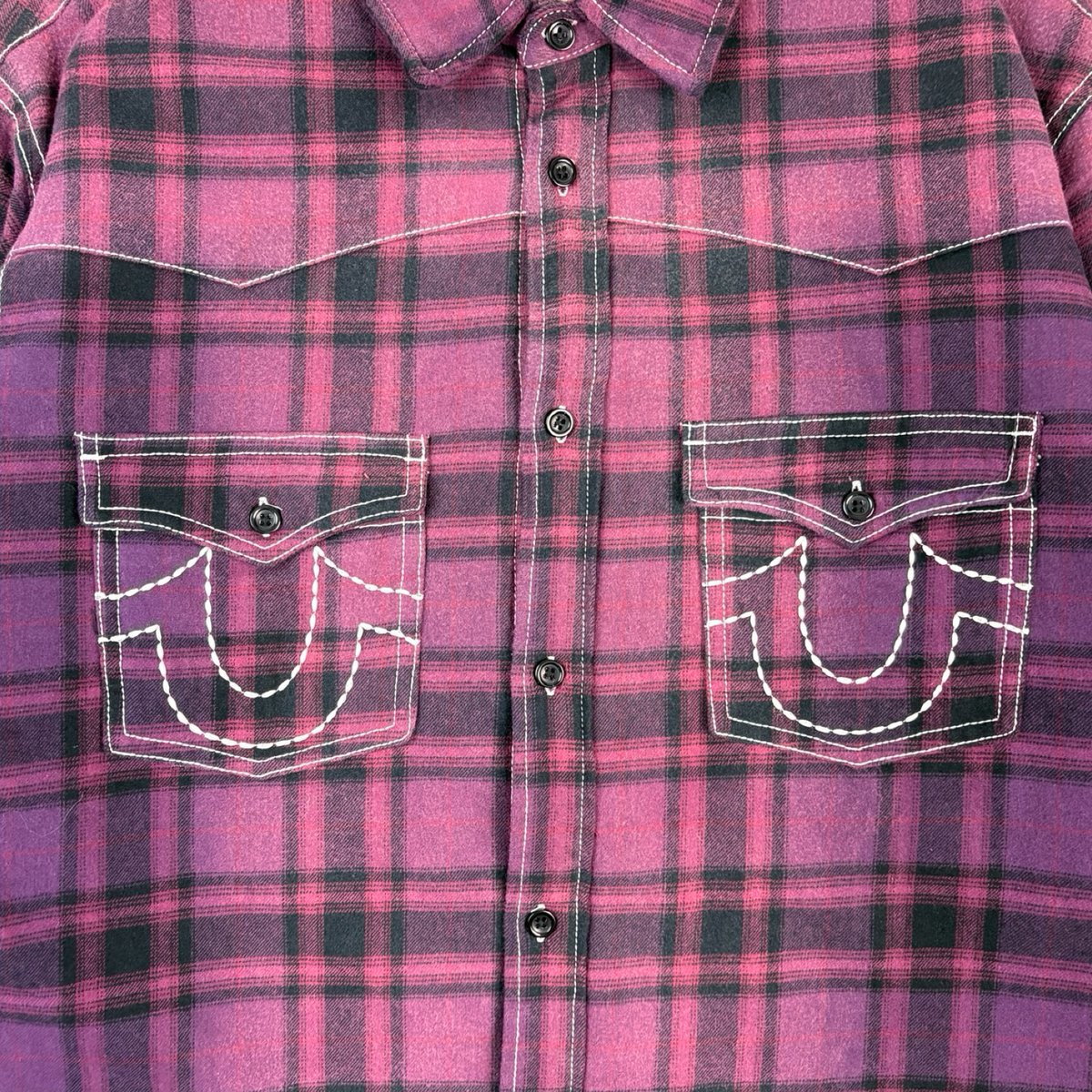 Supreme True Religion Quilted Lined Plaid Flannel Shirt Purple