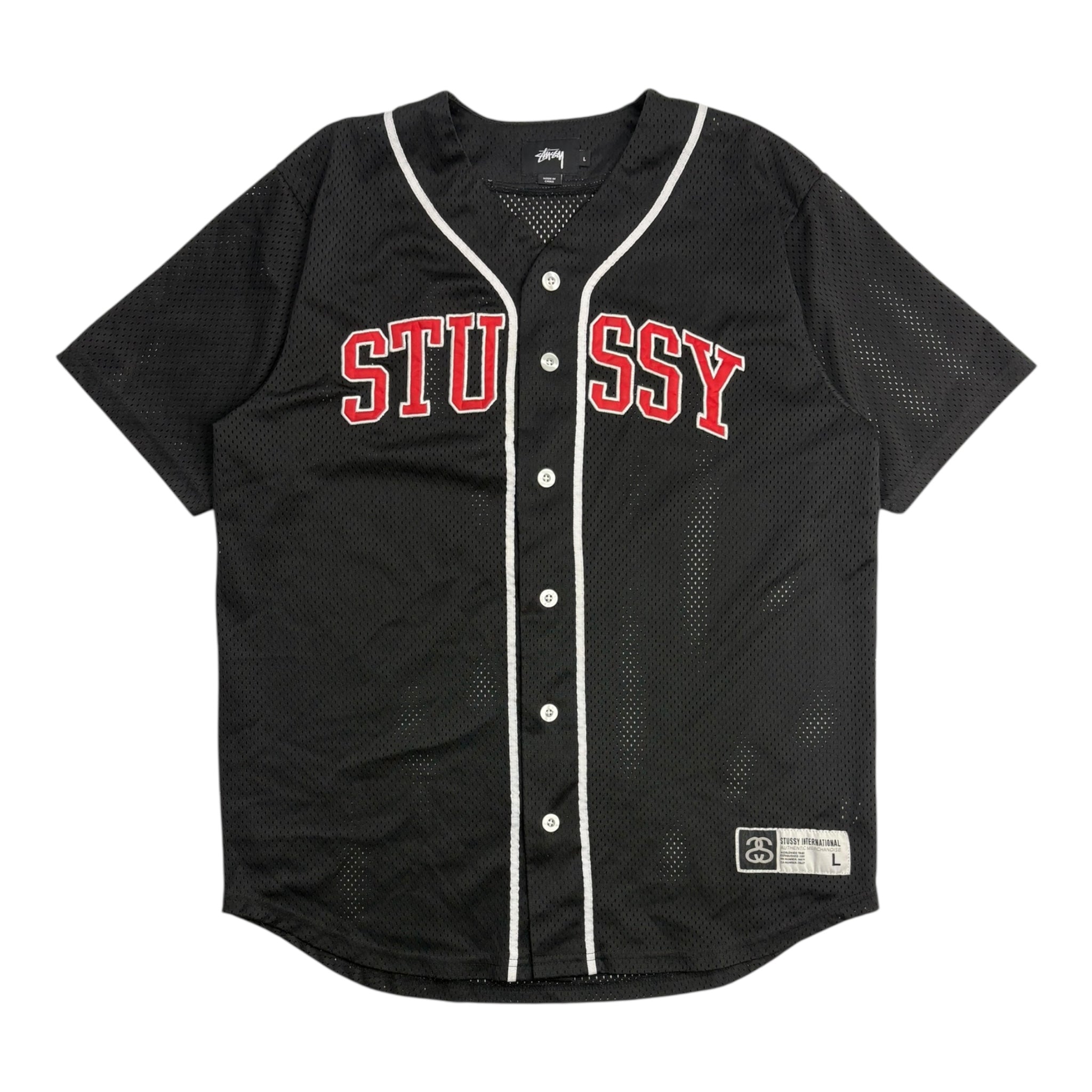 Stussy Spellout Baseball Jersey Black