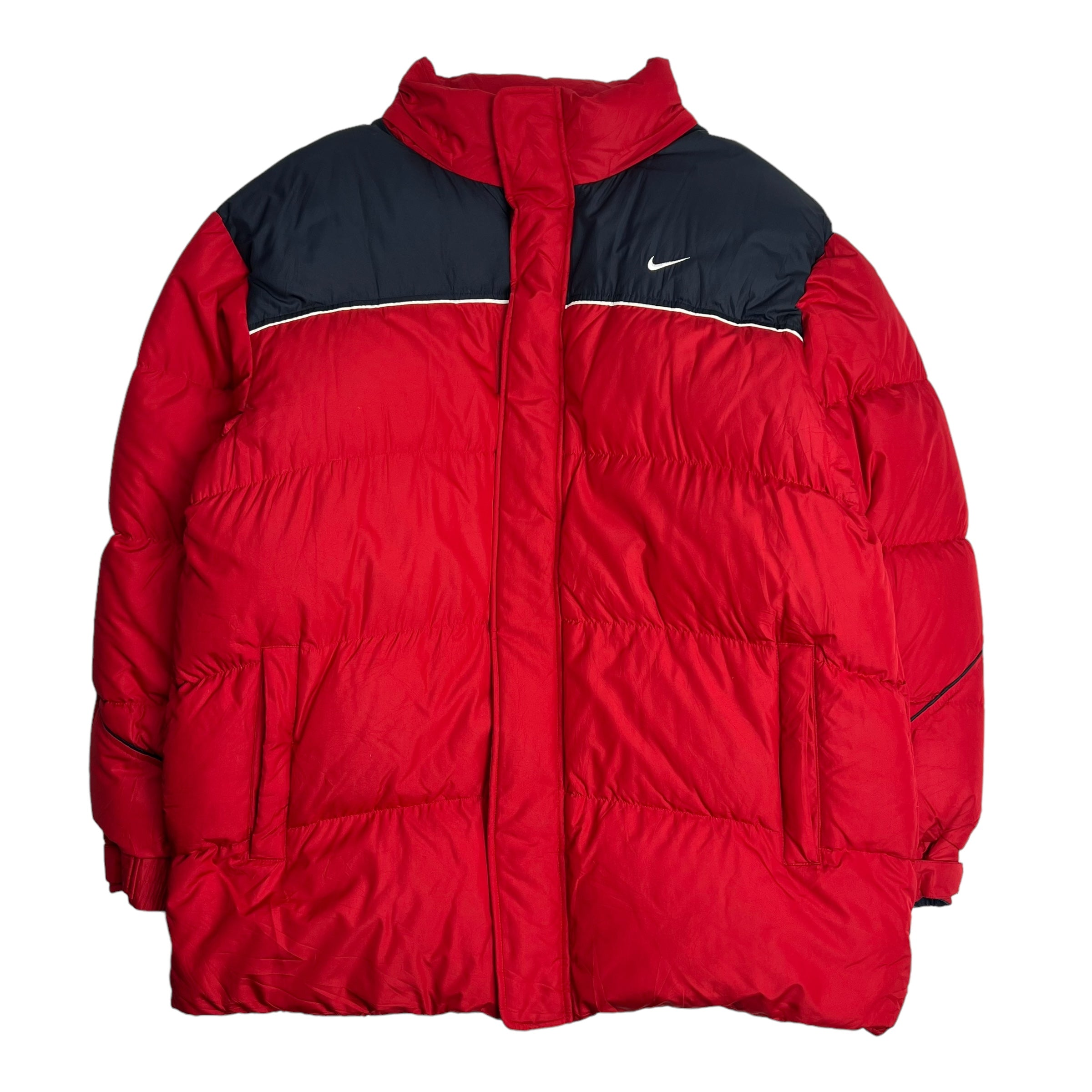 Vintage Nike Side Swoosh Classic Puffer Jacket - Red/Black Winter Coat