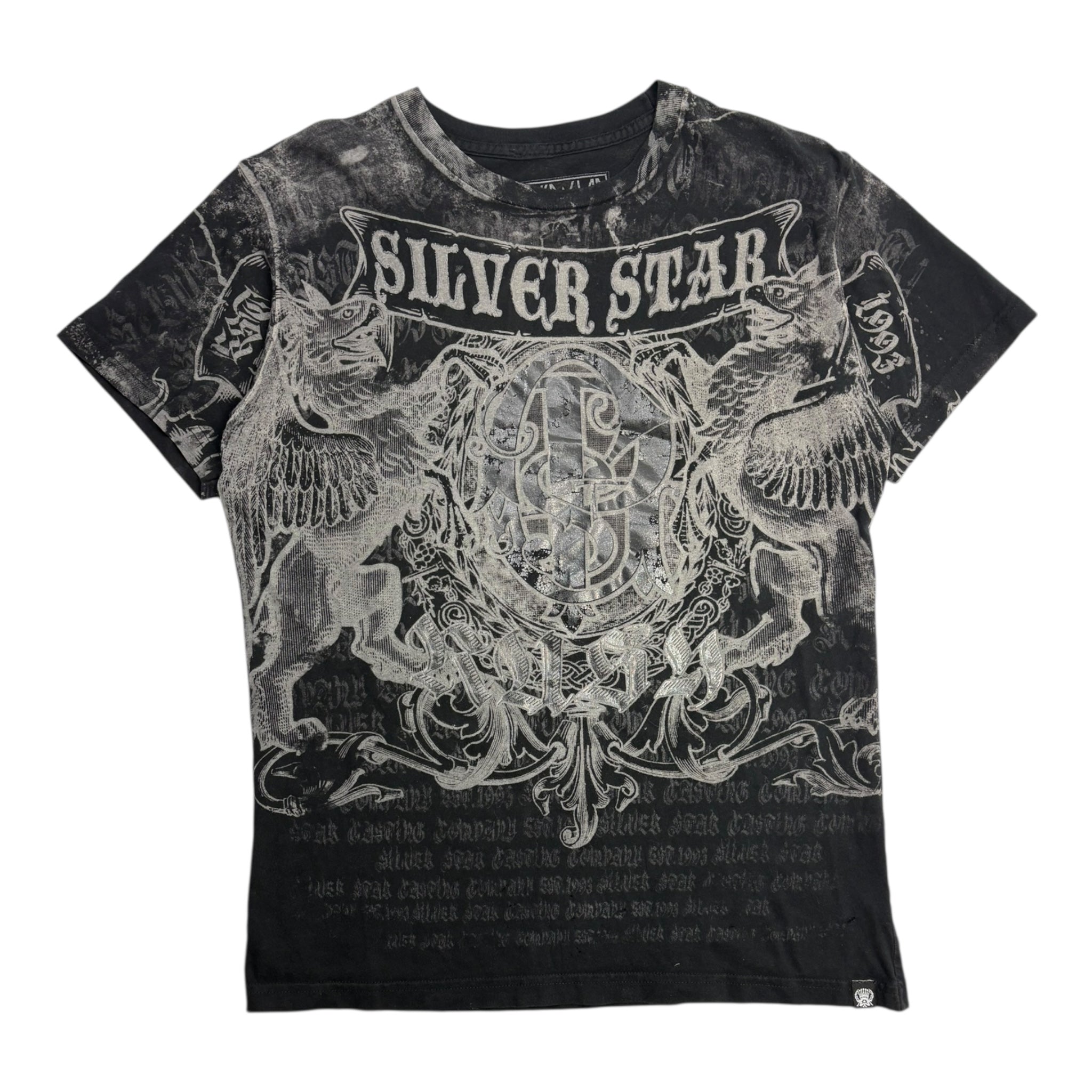 Y2K Silverstar Cyber Fleur-De-Lis Mall Goth T-Shrit