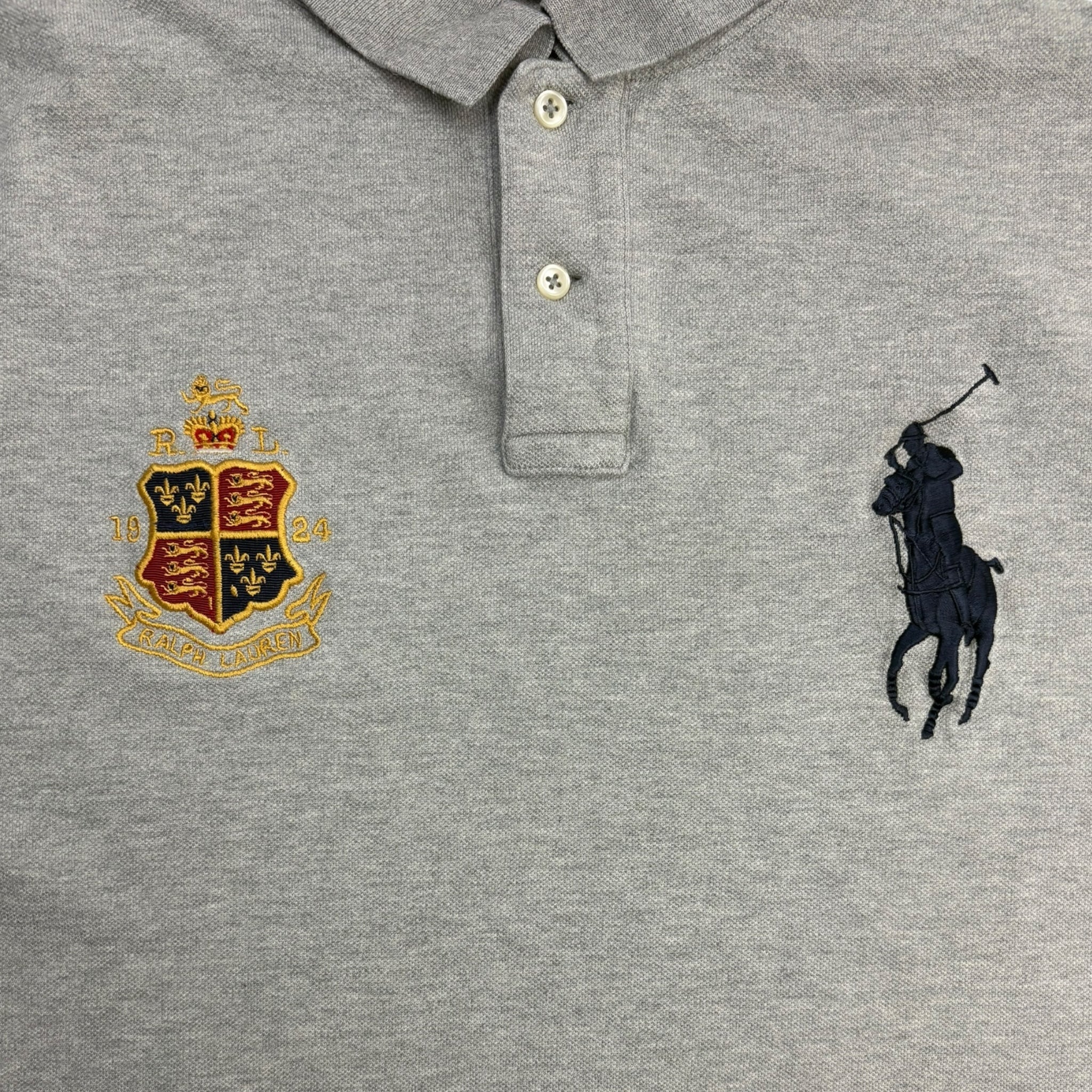 Vintage Polo Ralph Lauren Big Pony Collared Shirt Grey
