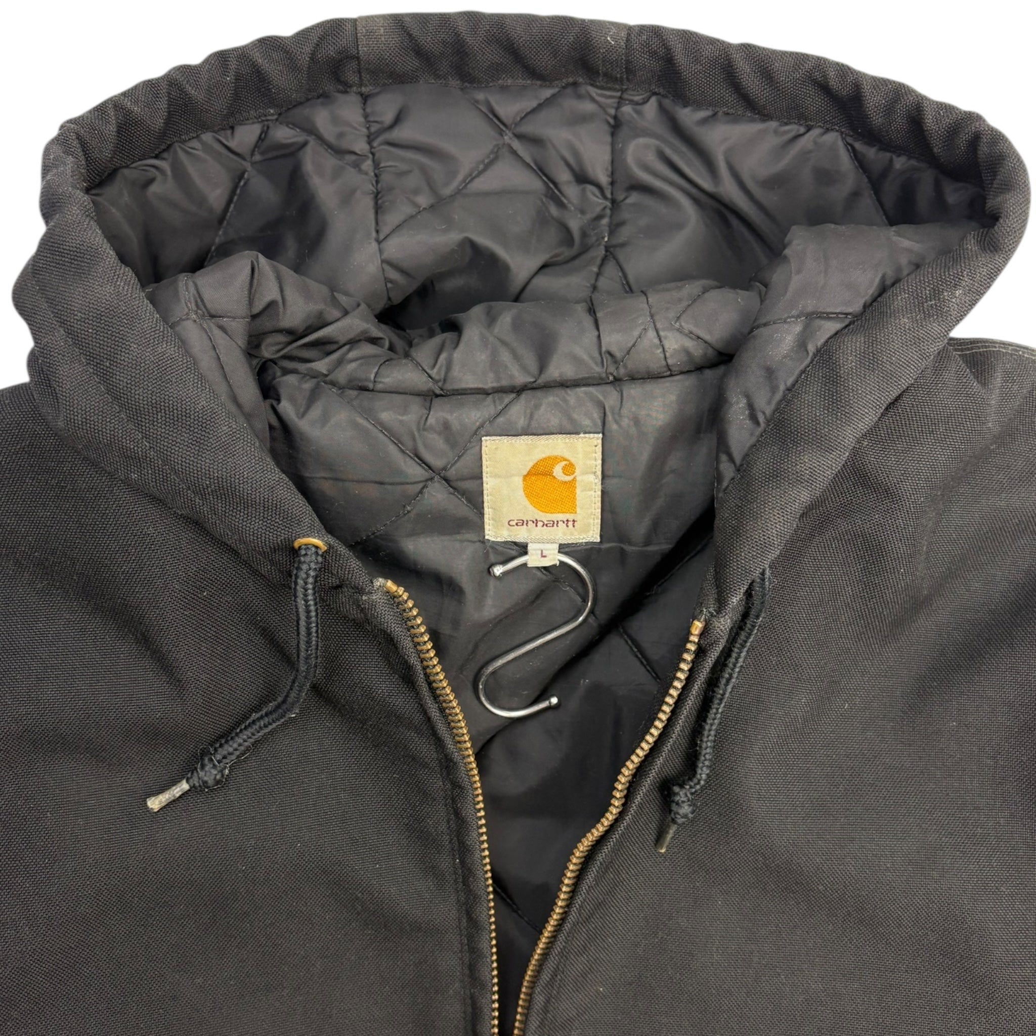 Vintage Black Carhartt Hooded Active Jacket