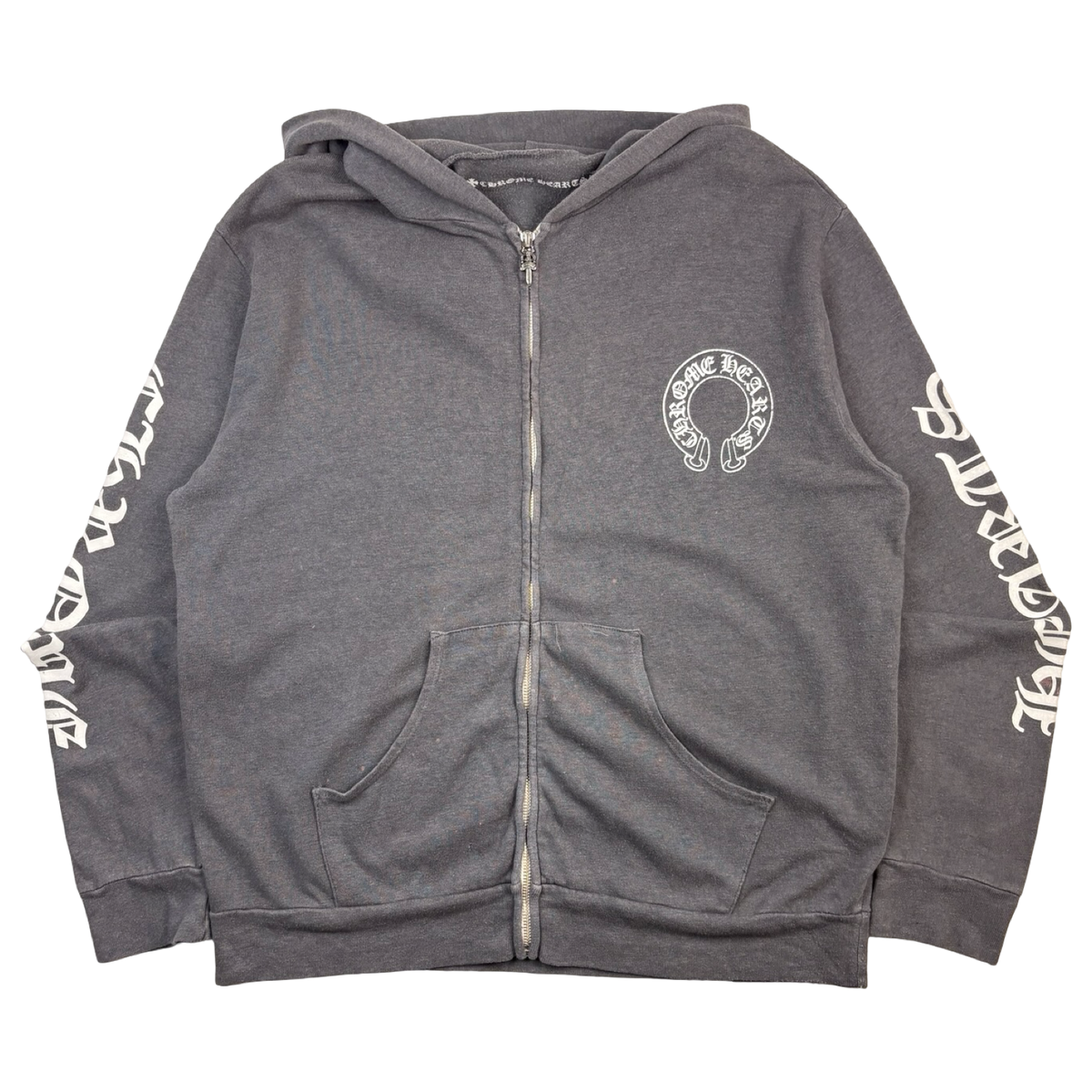 Vintage Chrome Hearts T-Bar Script Zip-Up Hoodie