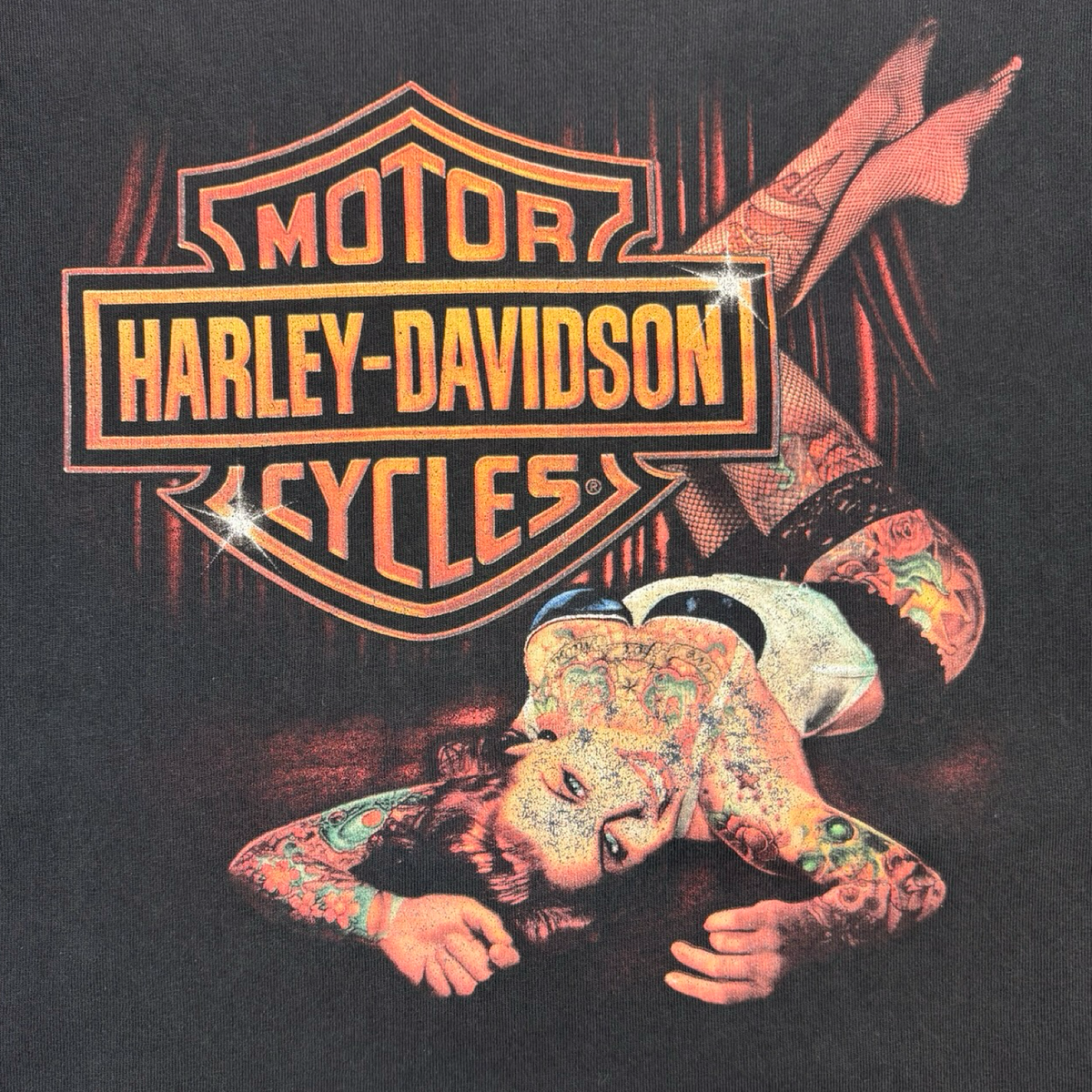 Vintage Harley Davidson Tattoo Pin-Up T-Shirt