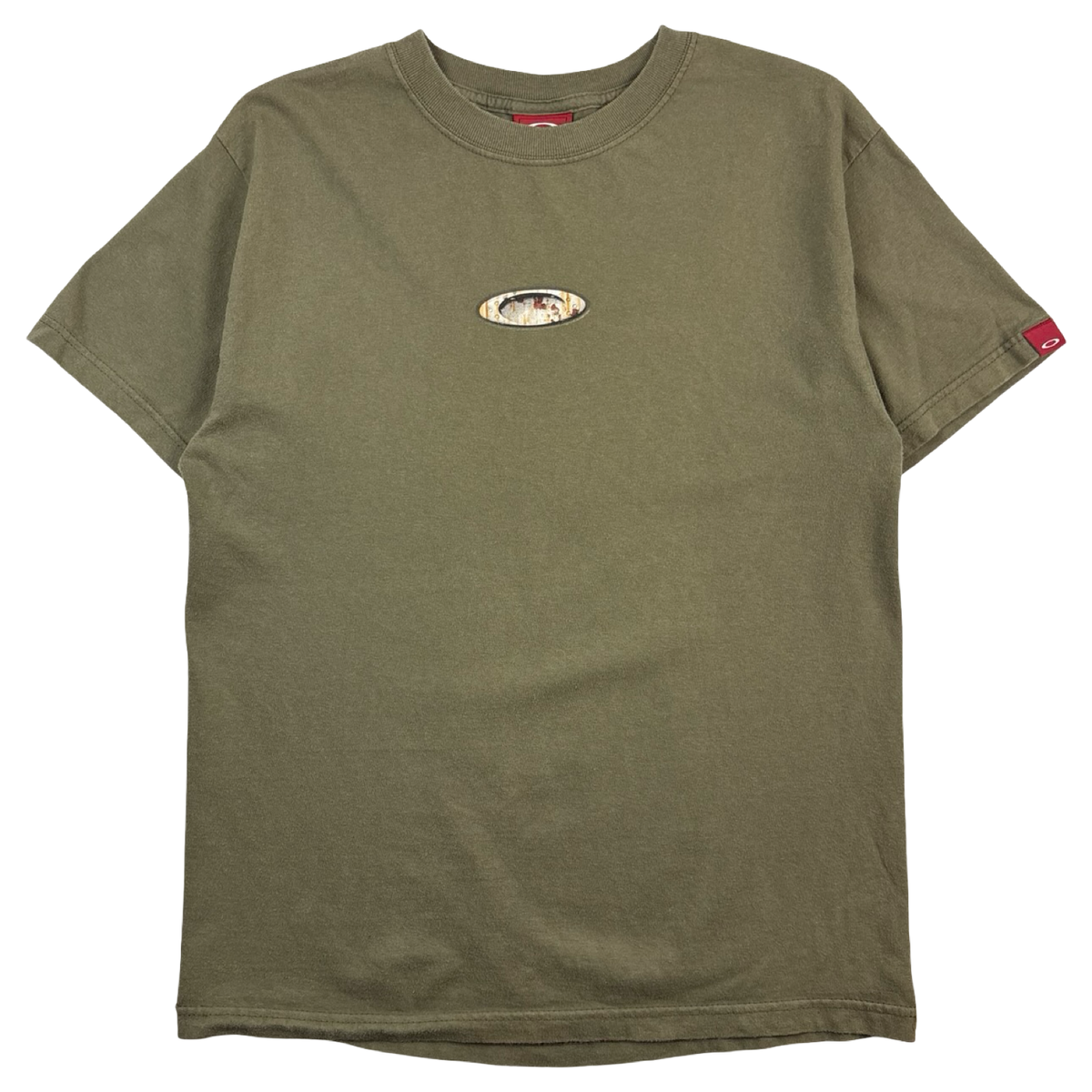 Vintage Y2K Oakley Centre O T-Shirt Olive