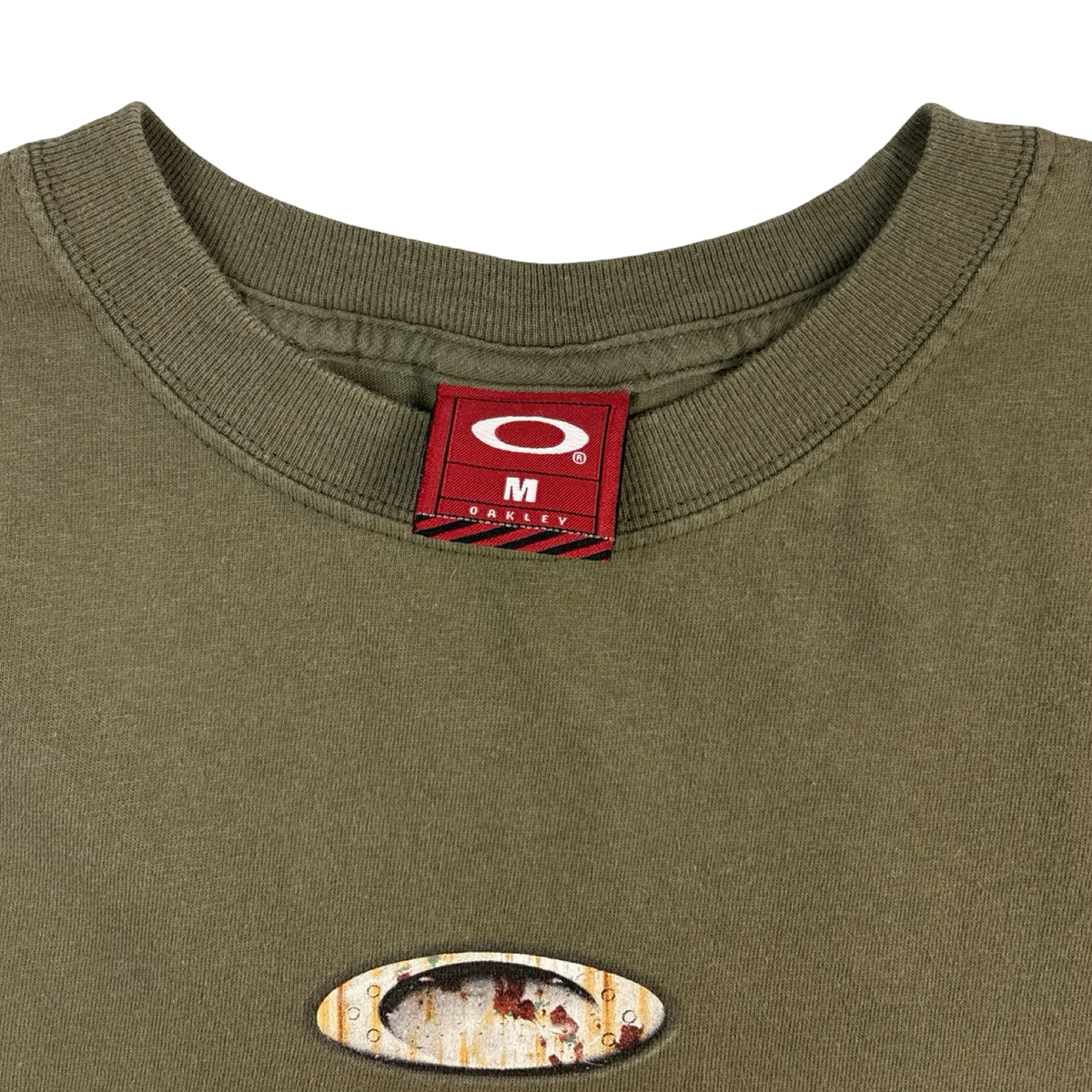Vintage Y2K Oakley Centre O T-Shirt Olive