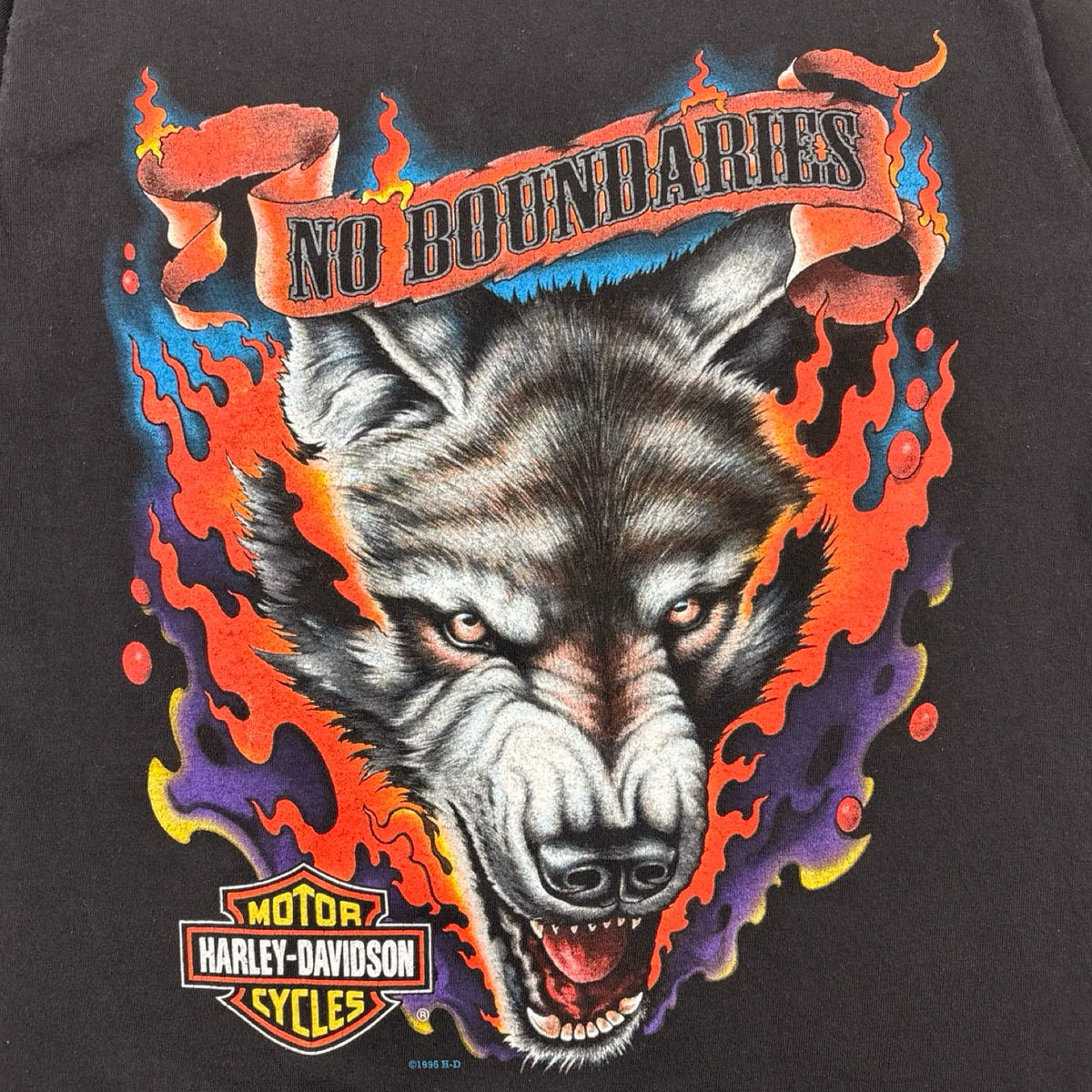 1996 Harley Davidson "No Boundaries" Wolf T-Shirt